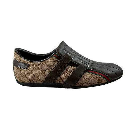 Gucci Vintage Men's GG Monogram Canvas & Leather Double Strap Sneakers