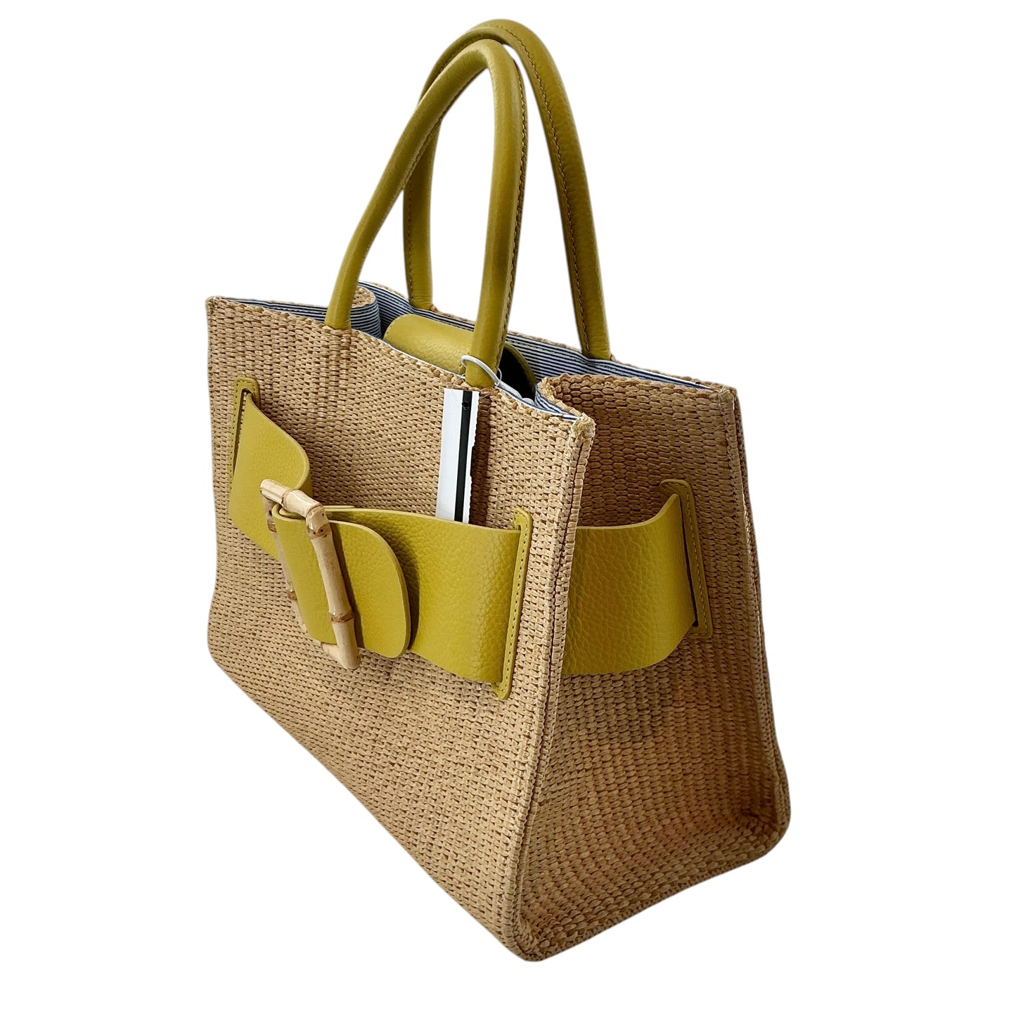 J.McLaughlin Holland Straw Tote in Chartreuse
