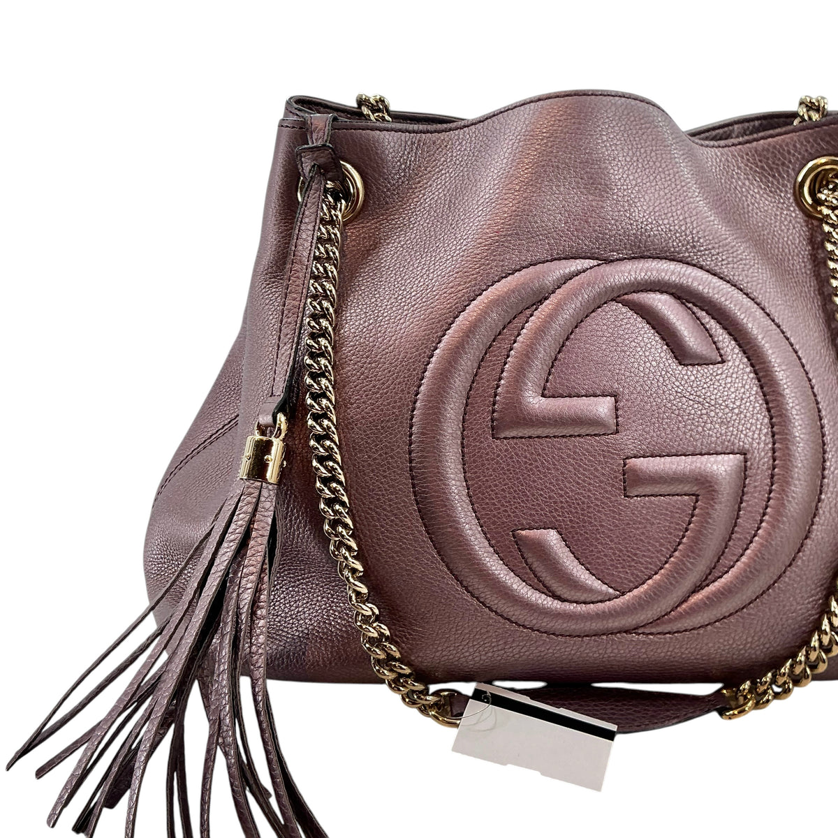 Gucci Medium Soho Chain Tote Bag – Metallic Pewter Leather