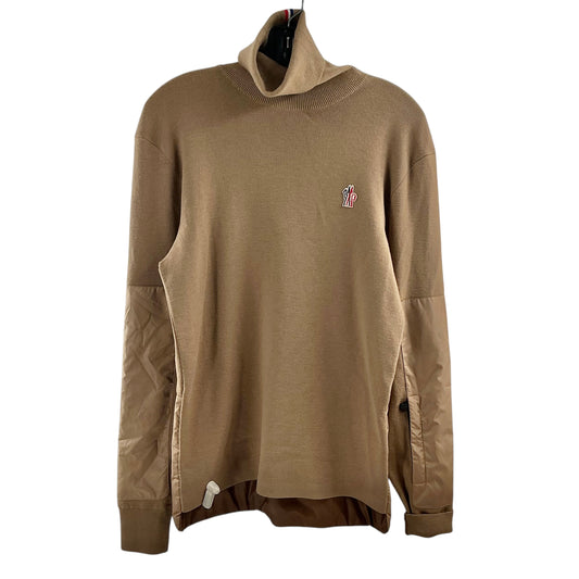 MONCLER Grenoble Camel Wool Blend Paneled Turtleneck Sweater