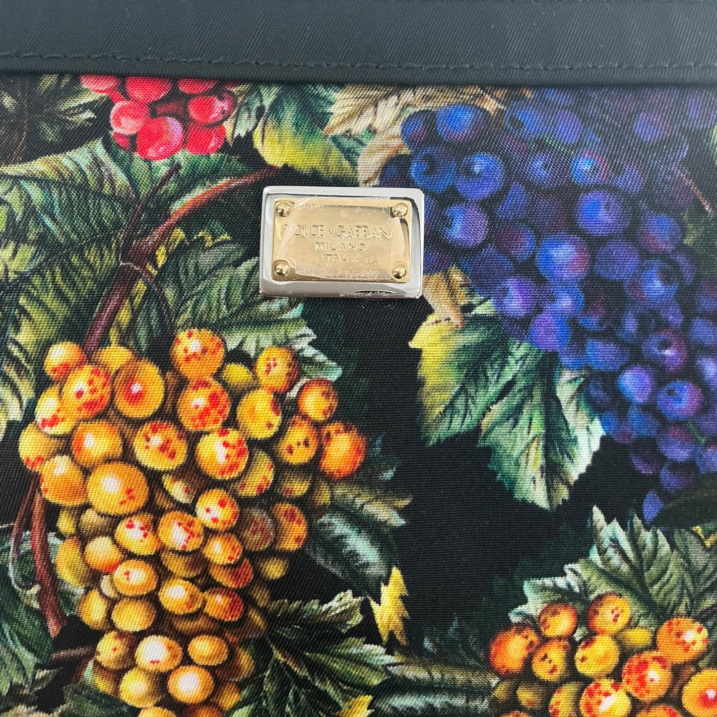 Dolce & Gabbana Multicolor Grape Print Nylon Clutch Pouch