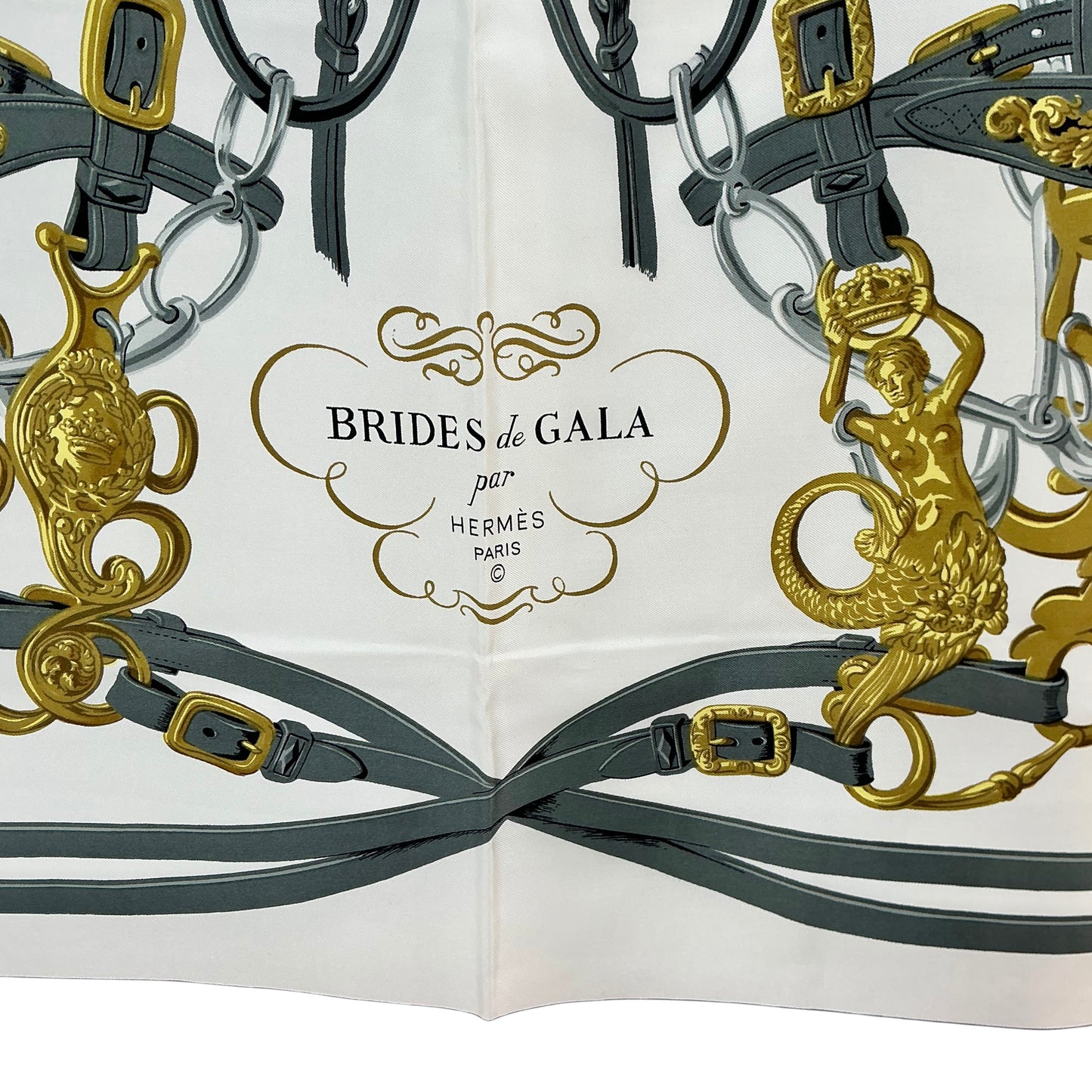 Hermès "Brides de Gala" Carré 90 Silk Scarf – Pink & White Equestrian Motif