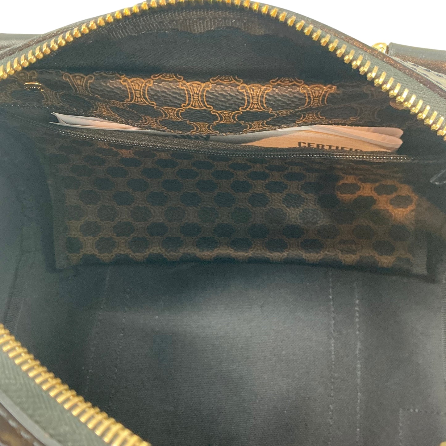 Celine Black Macadam Triomphe Mini Boston Bag