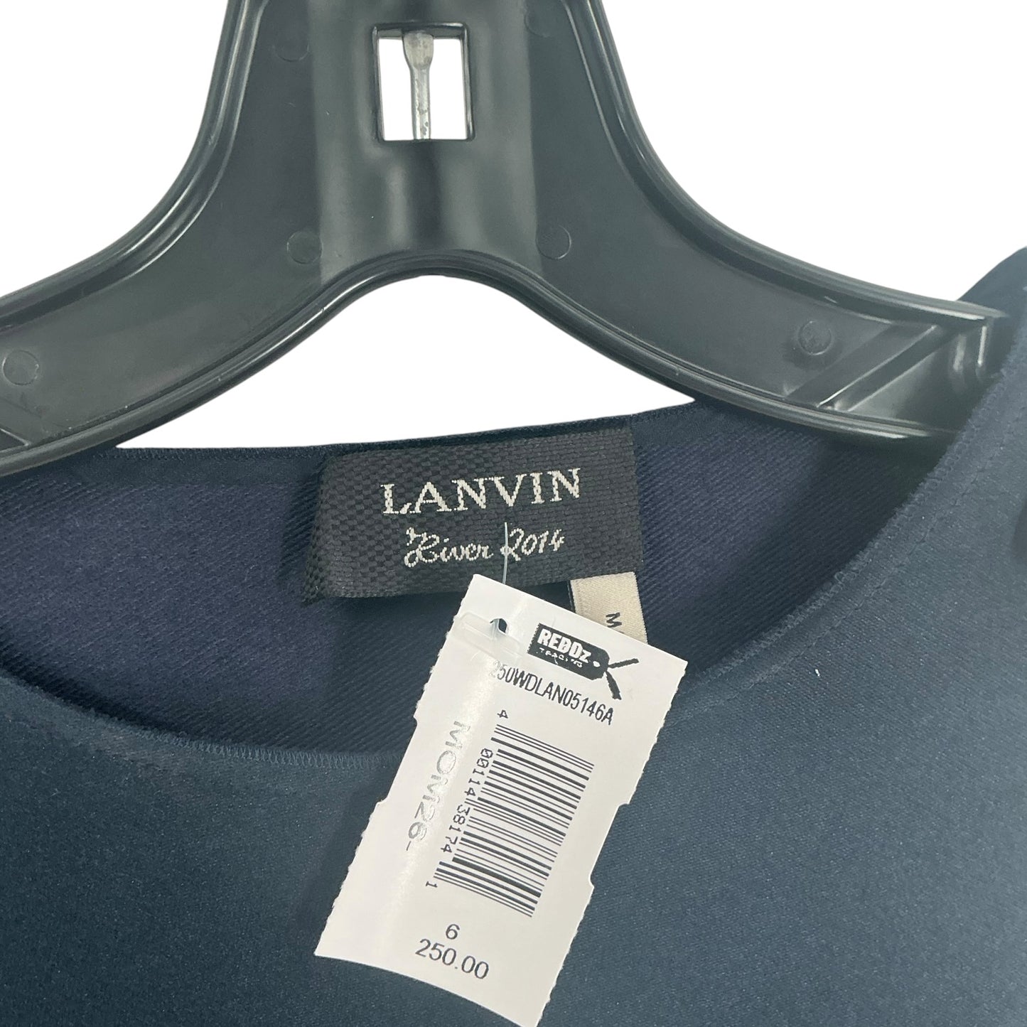 LANVIN Navy Beaded Fringe Silk Blend Dress