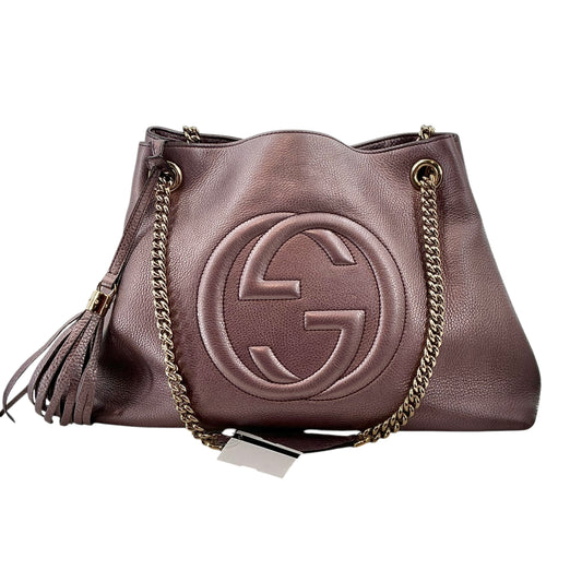 Gucci Medium Soho Chain Tote Bag – Metallic Pewter Leather
