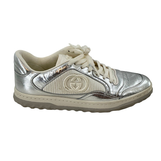 Gucci MAC80 Metallic Silver Leather Low-Top Sneakers
