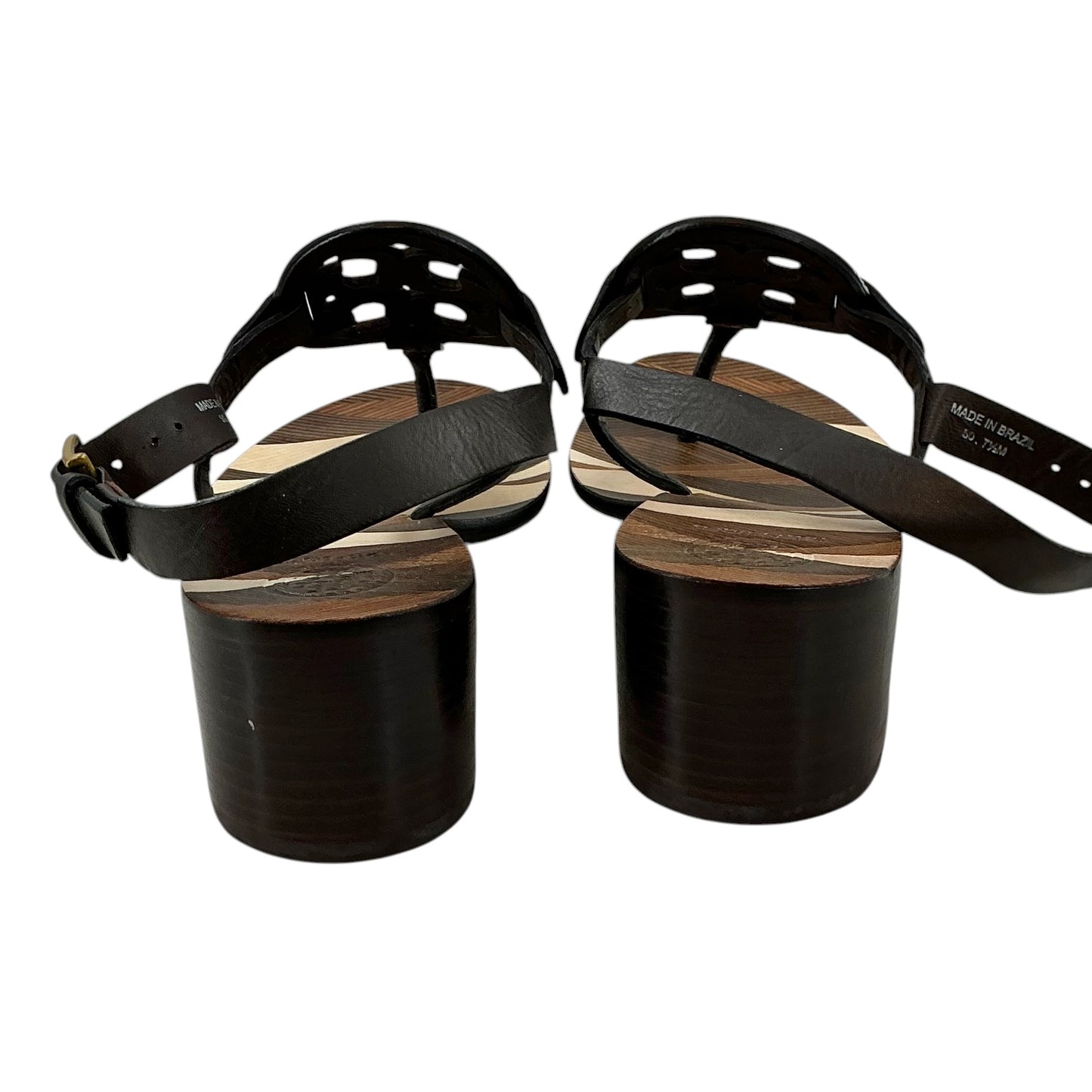 Tory Burch Miller Geometric Wood Grain Block Heel Sandals