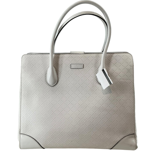 Gucci White Bright Diamante Leather Top Handle Tote Bag