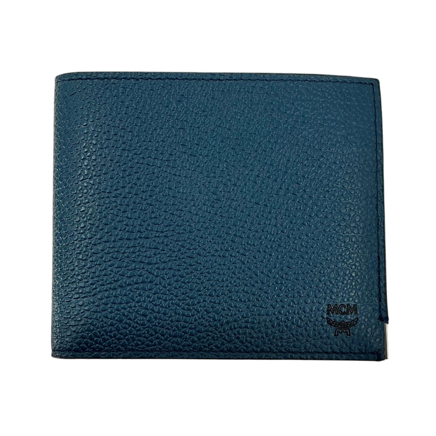 MCM Grained Calfskin Leather Bifold Wallet - Petrol / Dark Teal Blue