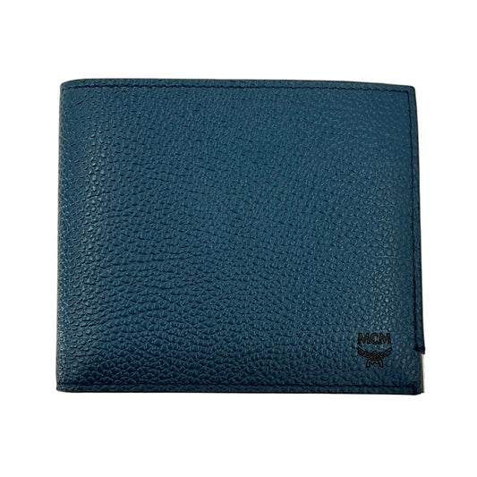 MCM Grained Calfskin Leather Bifold Wallet - Petrol / Dark Teal Blue