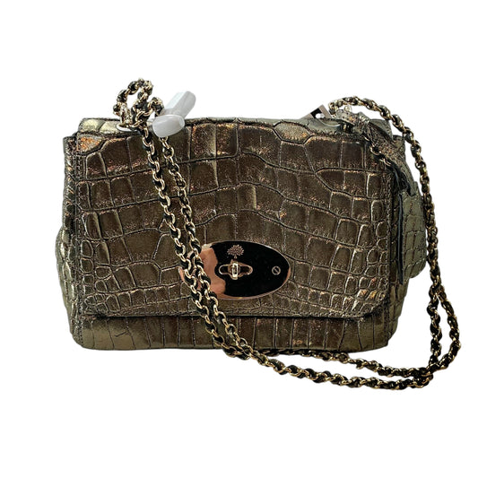 Mulberry Lily Shoulder Bag — Metallic Bronze Alligator / Croc Embossed Leather with Gold-Tone Hardware