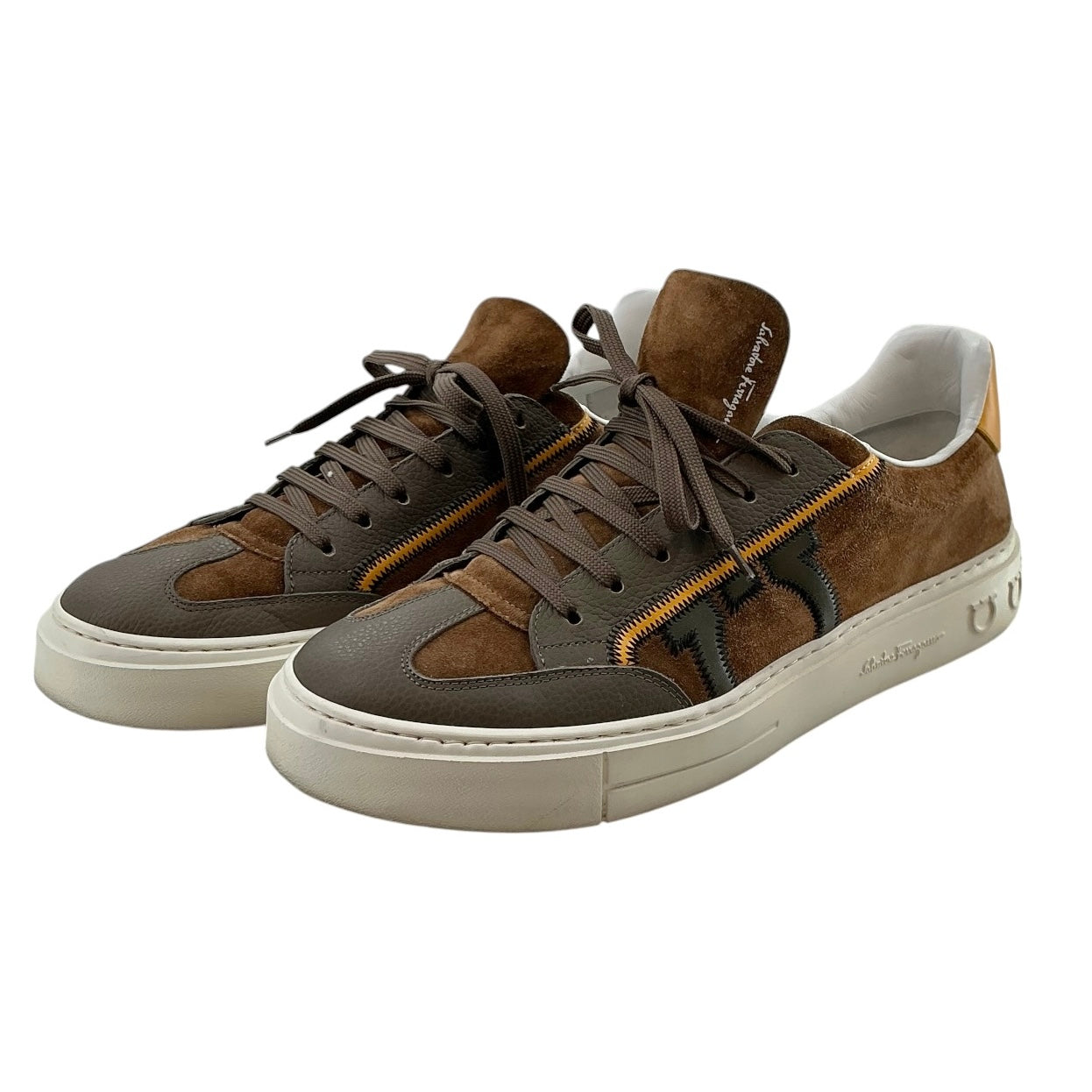 Salvatore Ferragamo Borg 5 Gancini Suede & Leather Sneakers