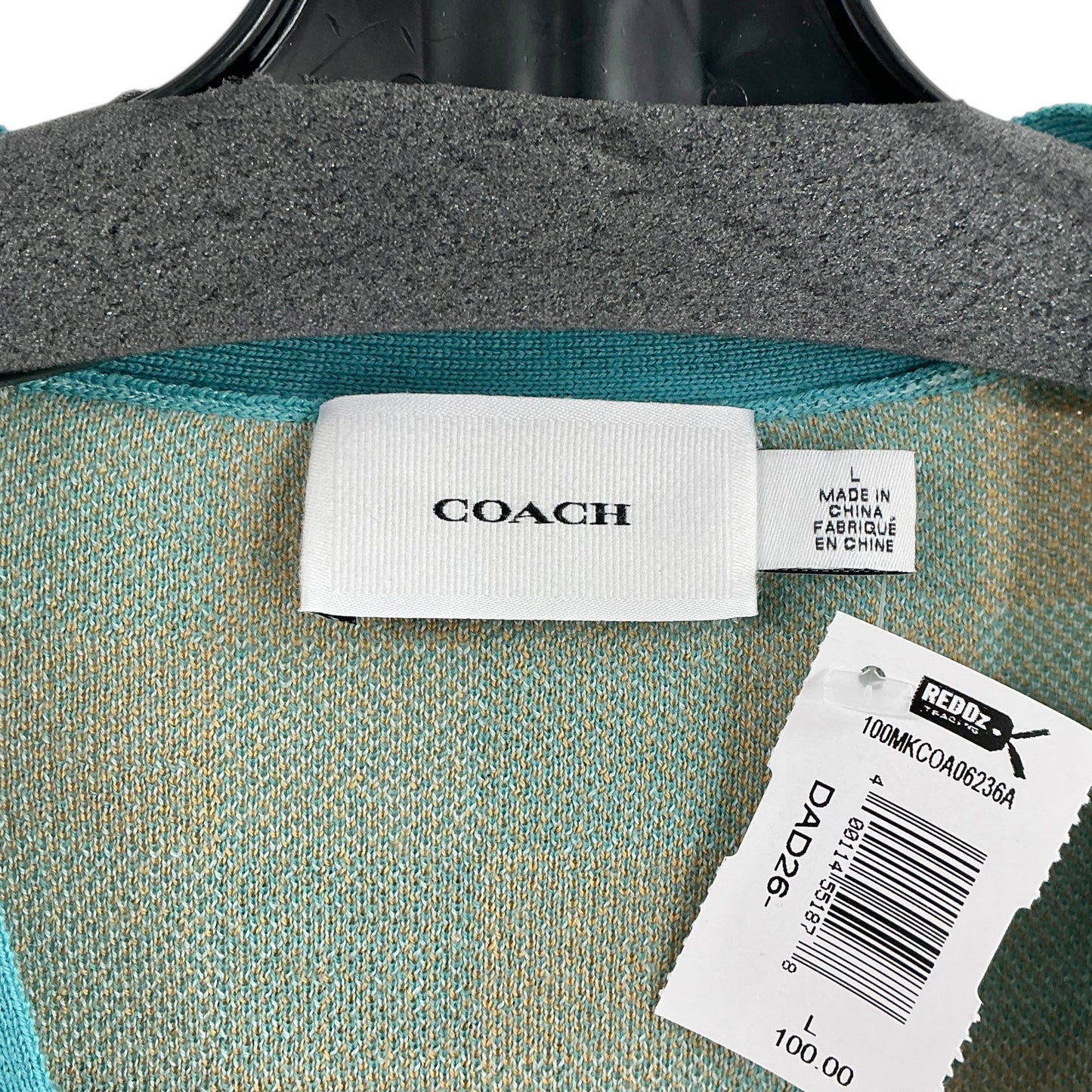 COACH Blue Plaid Ice Cream Checkered Cardigan