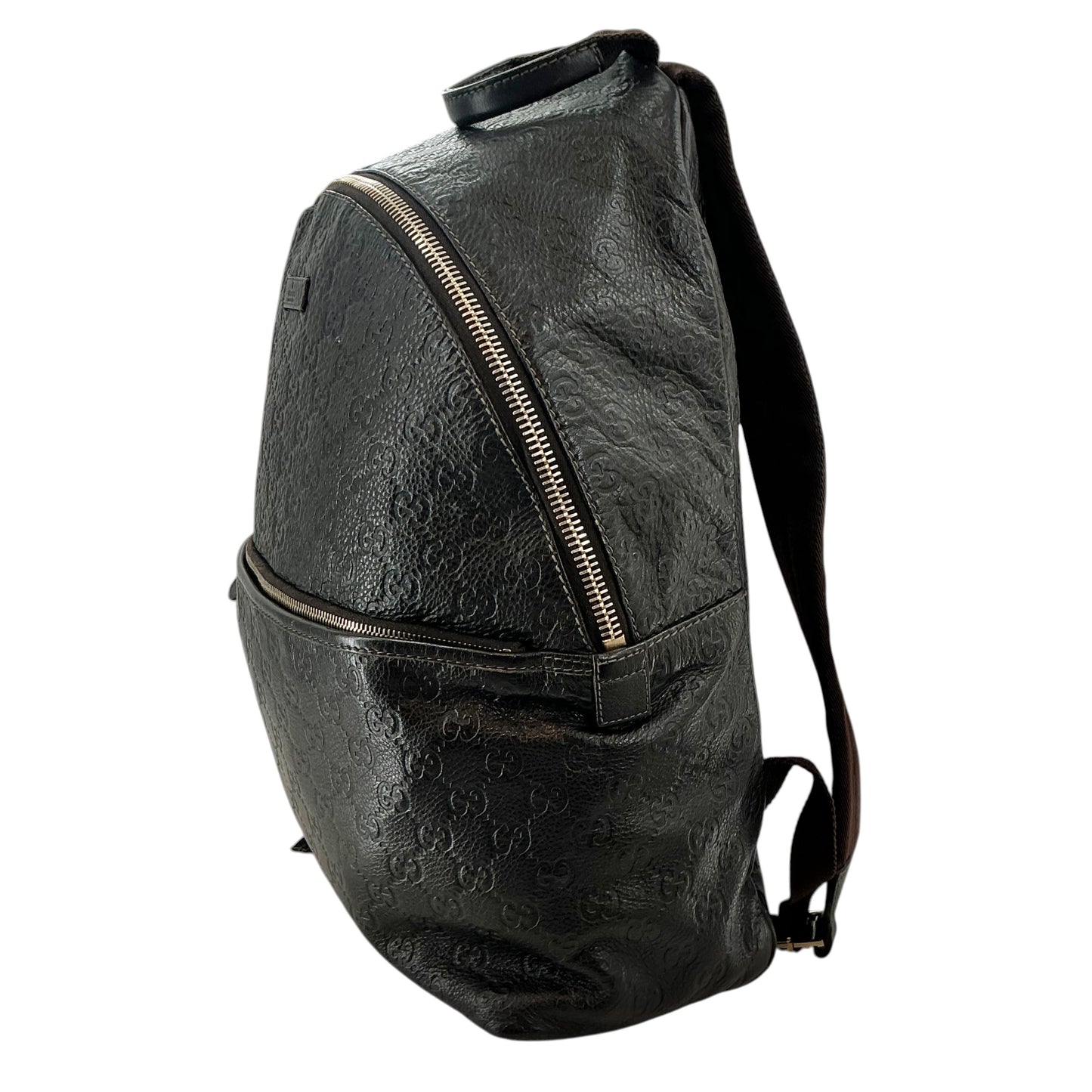 Gucci Black Guccissima Monogram Embossed Leather Day Backpack