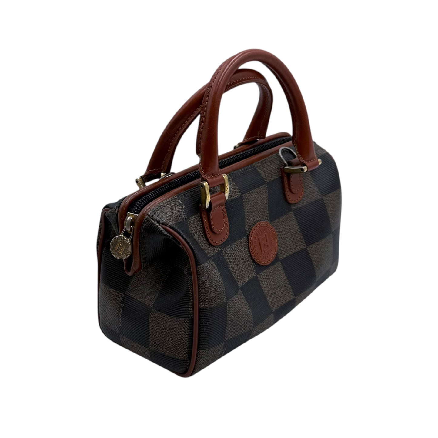 Fendi Pequin Convertible Boston Bag