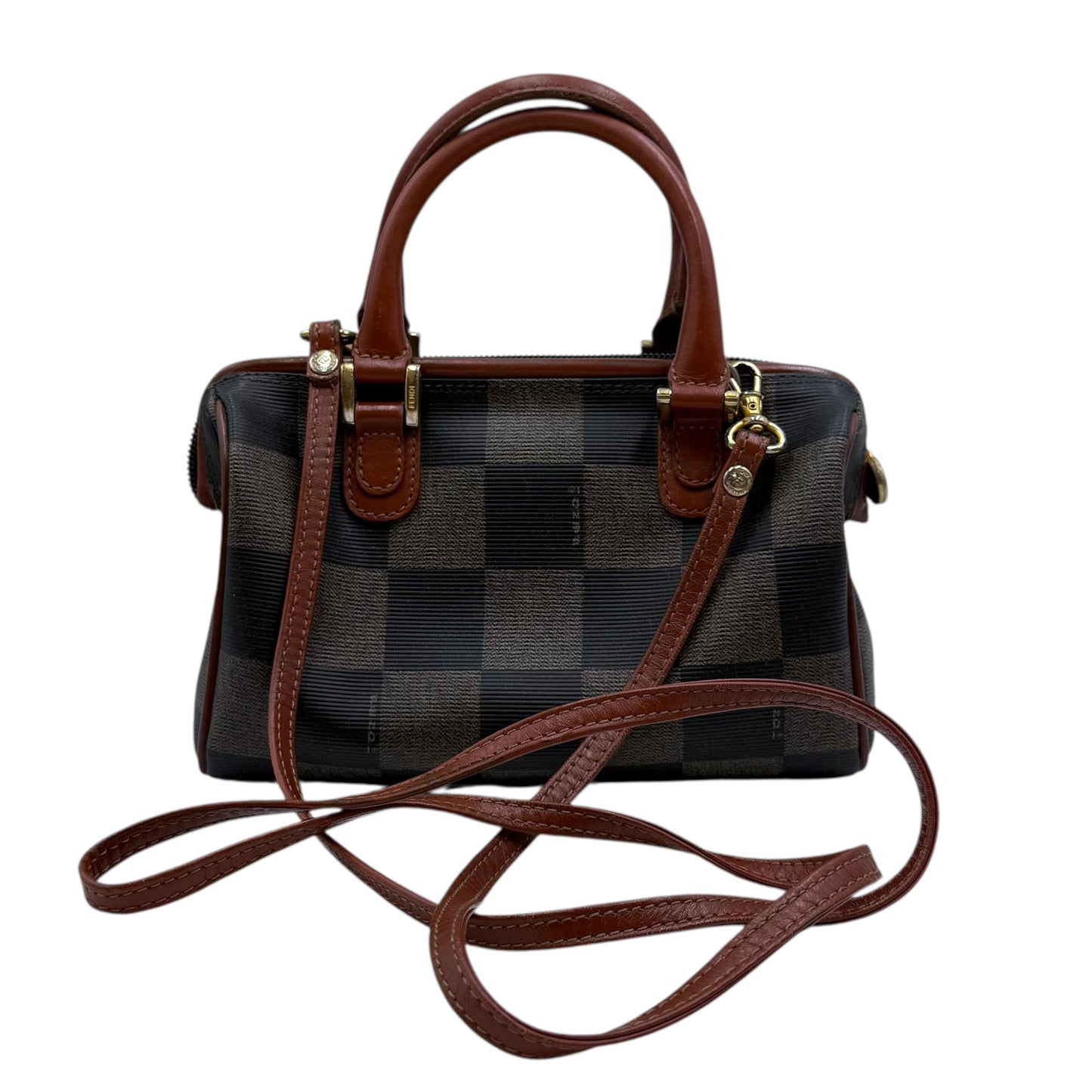 Fendi Pequin Convertible Boston Bag