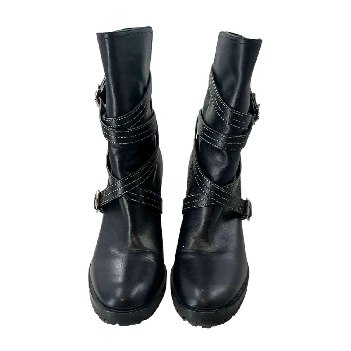 Gianvito Rossi "Maren" 90 Buckled Black Leather Ankle Boots