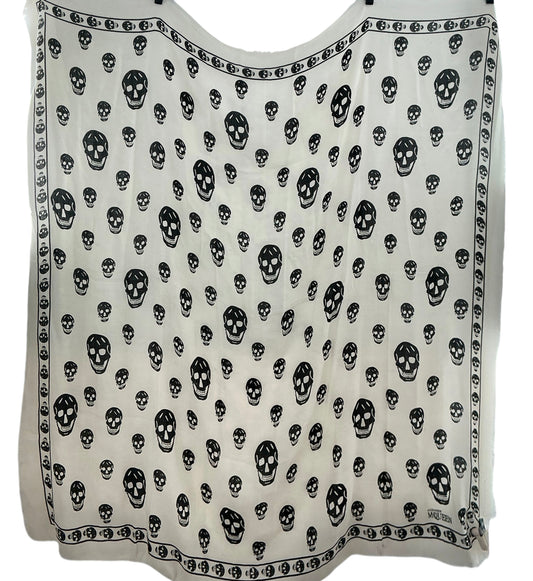 Alexander McQueen Silk Skull Chiffon Scarf - Ivory / Black