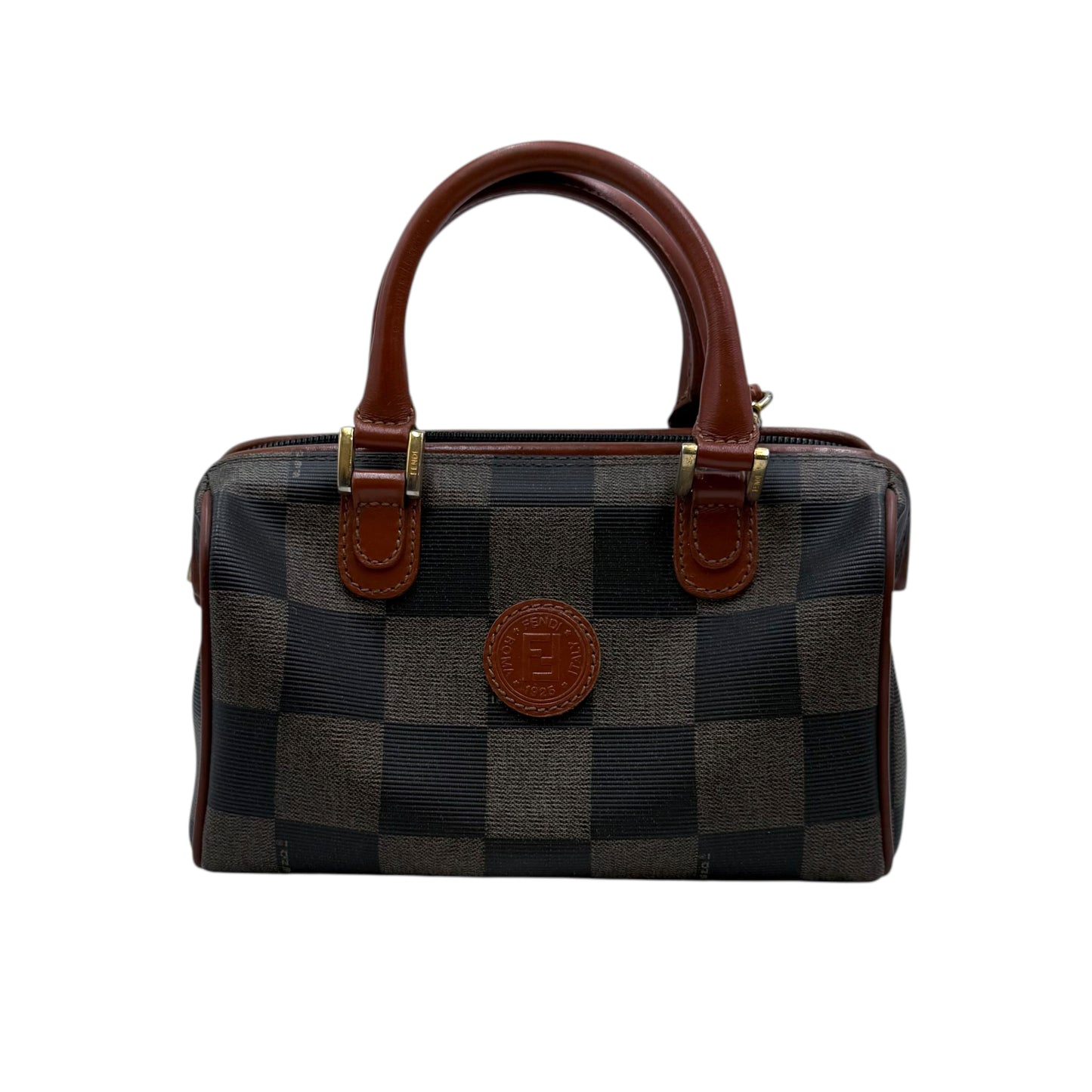 Fendi Pequin Convertible Boston Bag