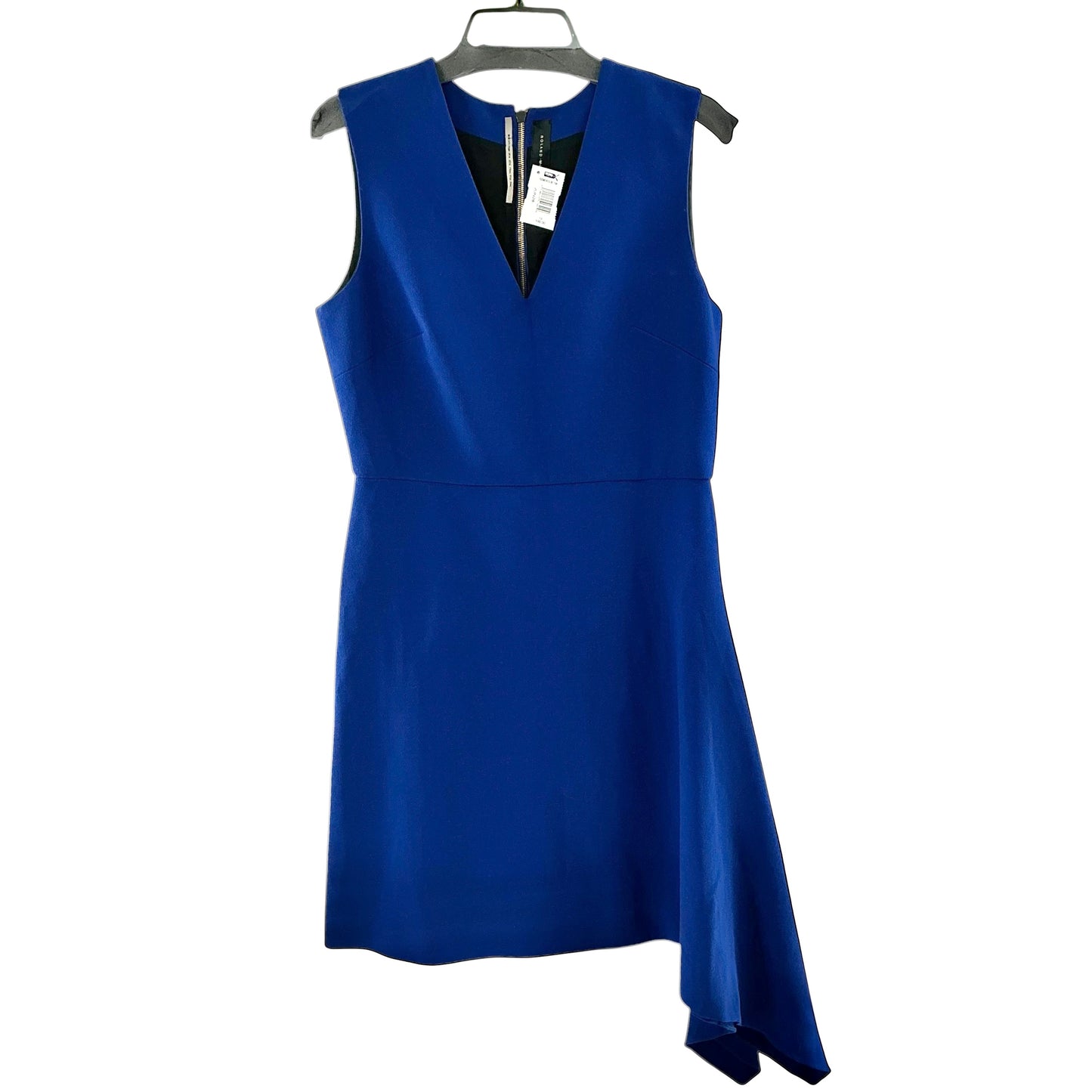 Roland Mouret Blue Asymmetrical V-Neck Sheath Dress