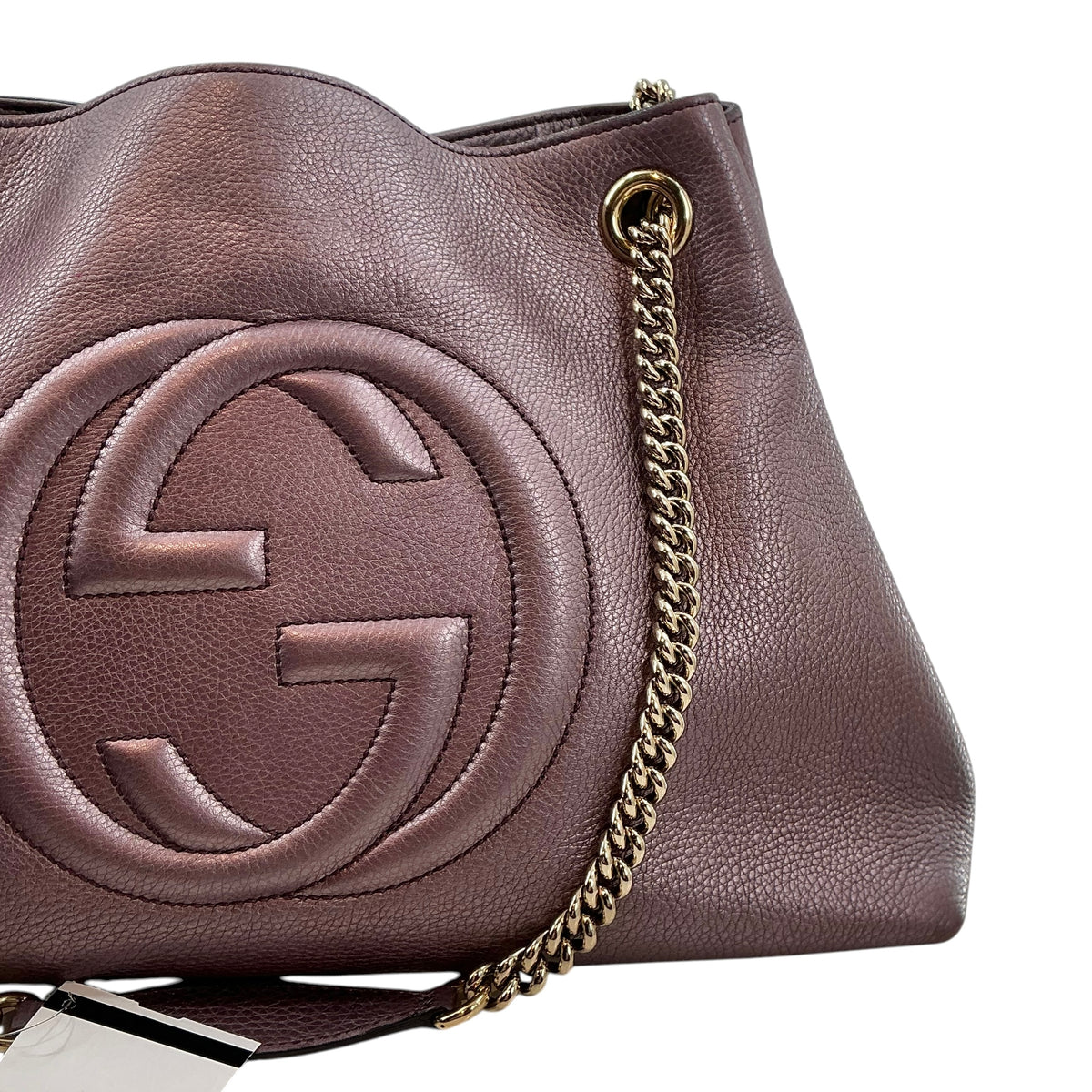Gucci Medium Soho Chain Tote Bag – Metallic Pewter Leather