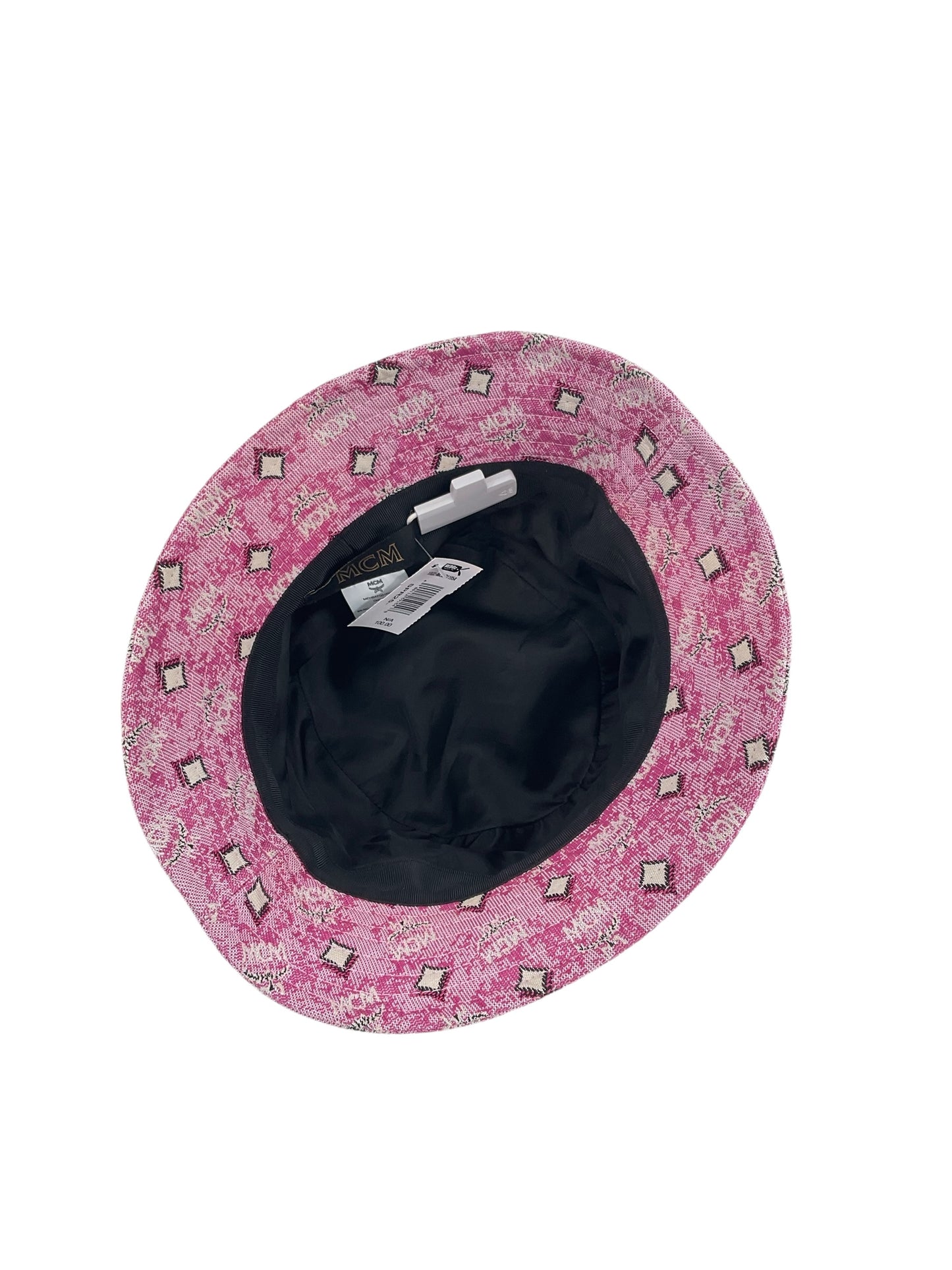 MCM Pink Monogram Denim Bucket Hat