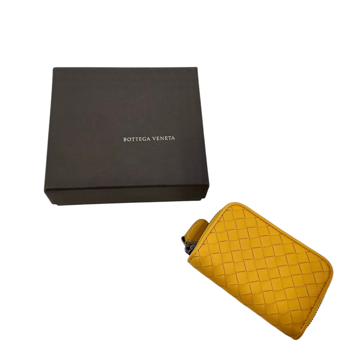 Bottega Veneta Yellow Intrecciato Nappa Leather Zip-Around Coin Purse / Small Wallet
