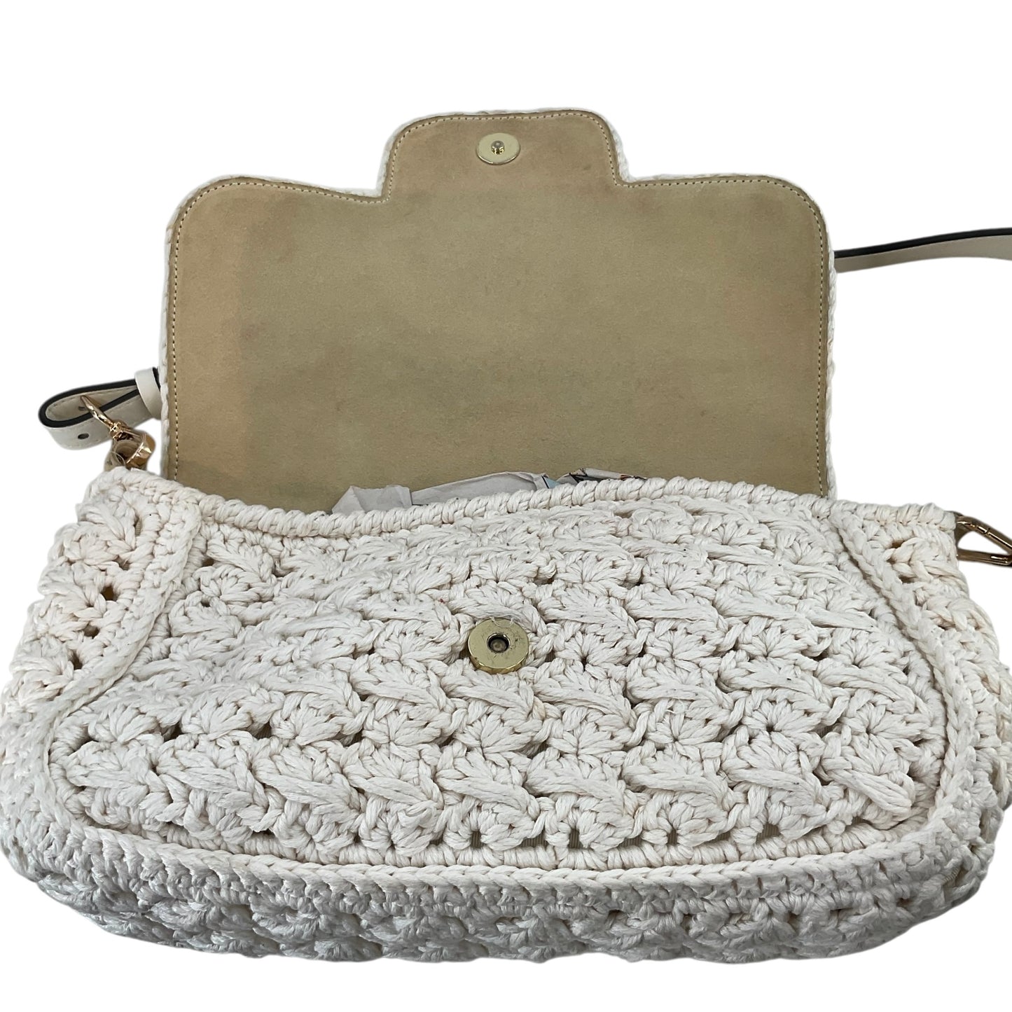 120% Lino Handmade Crochet Linen Flap Bag