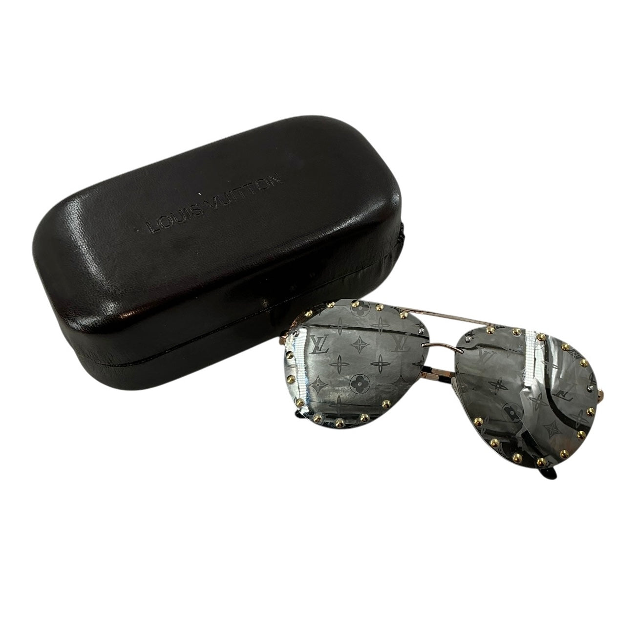 Louis Vuitton "The Party" Studded Monogram Aviator Sunglasses