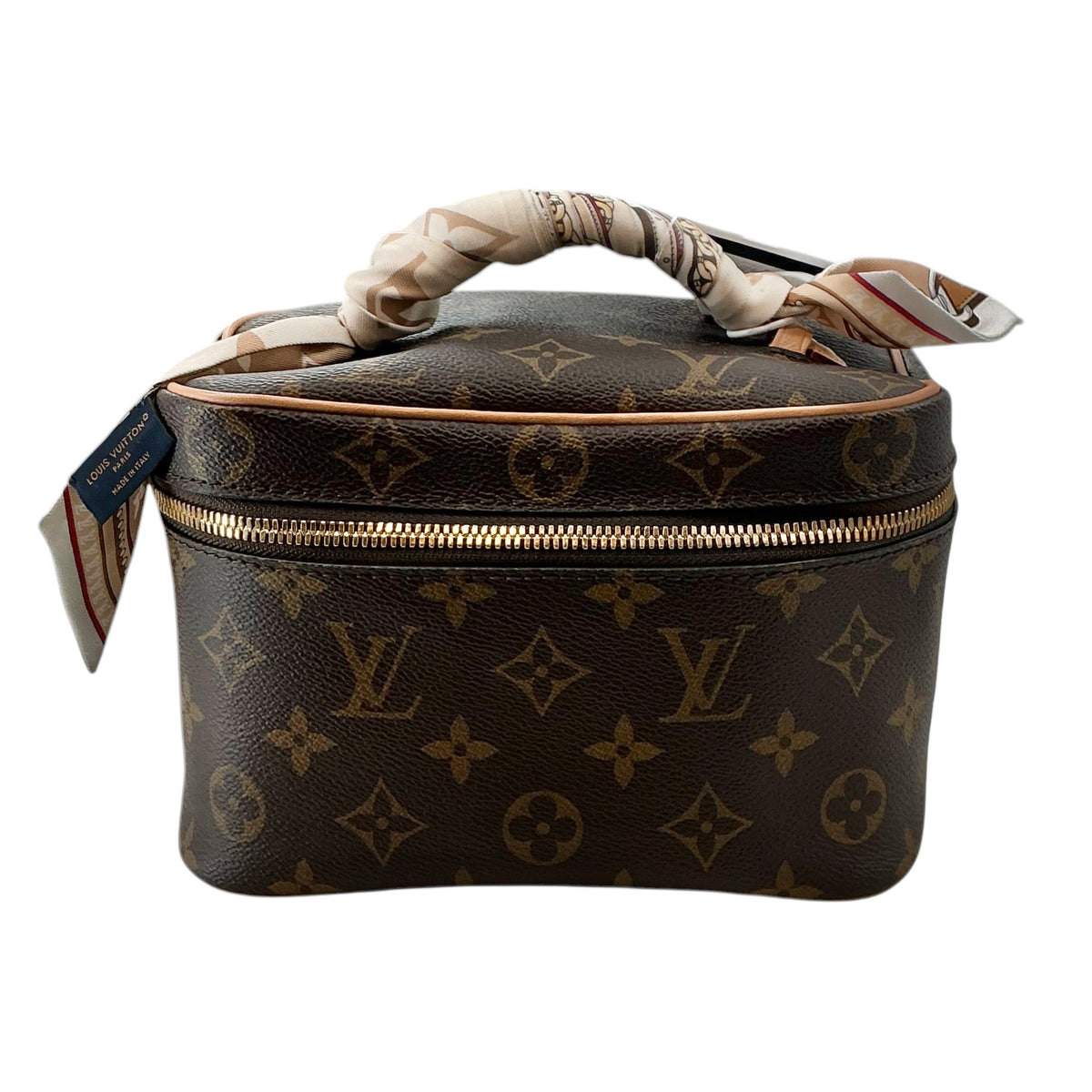 Louis Vuitton Monogram Nice Nano Vanity Case / Toiletry Pouch with Silk Bandeau Accent