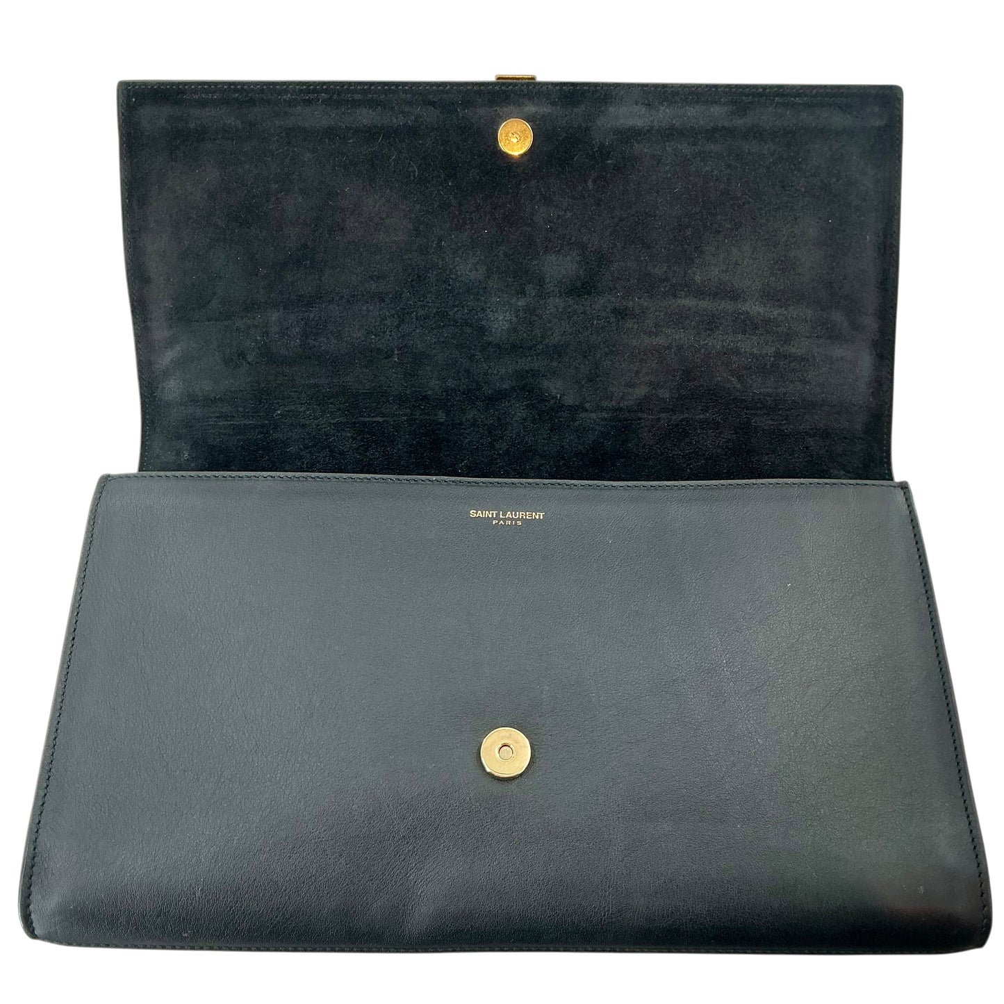 Saint Laurent Black Calfskin Leather Classic Y Ligne Clutch Bag