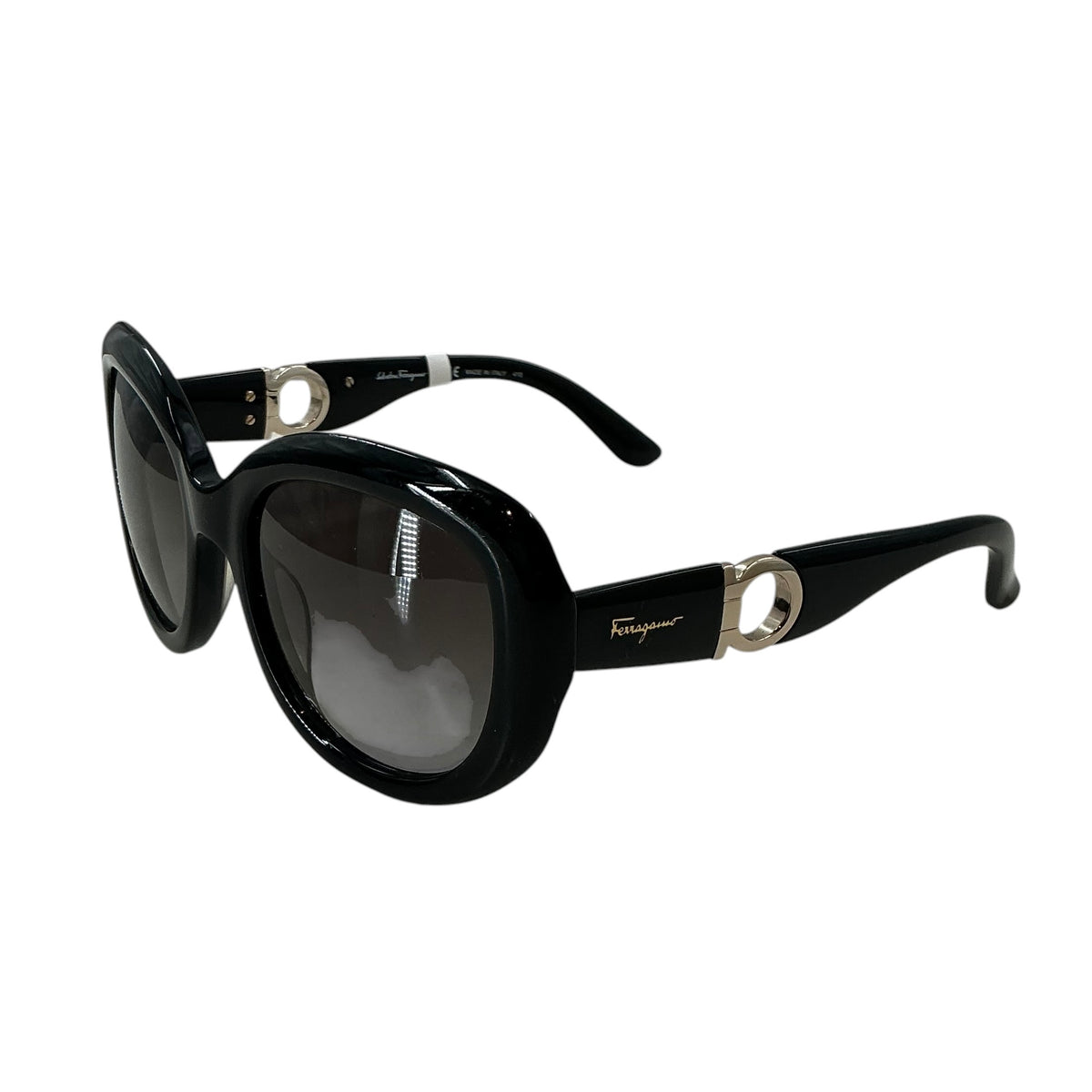 Salvatore Ferragamo Black Oversized Oval Sunglasses SF727S