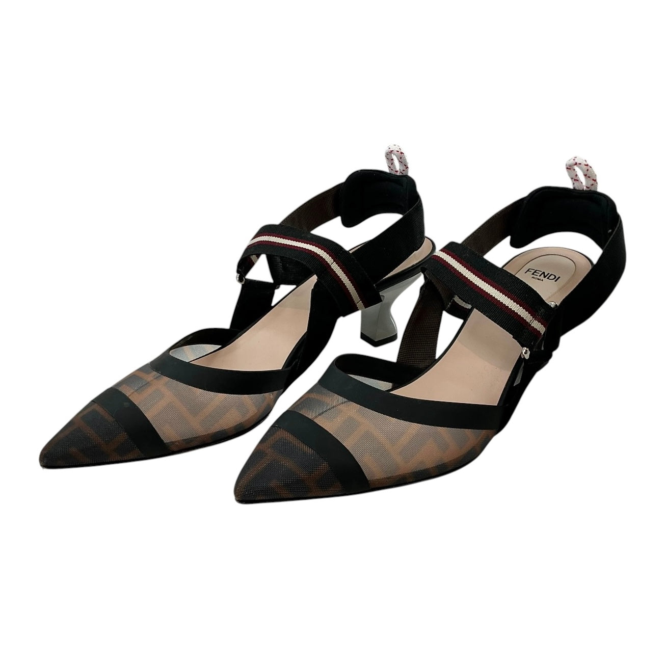 Fendi Colibri Tech Mesh Zucca FF Slingback Pumps