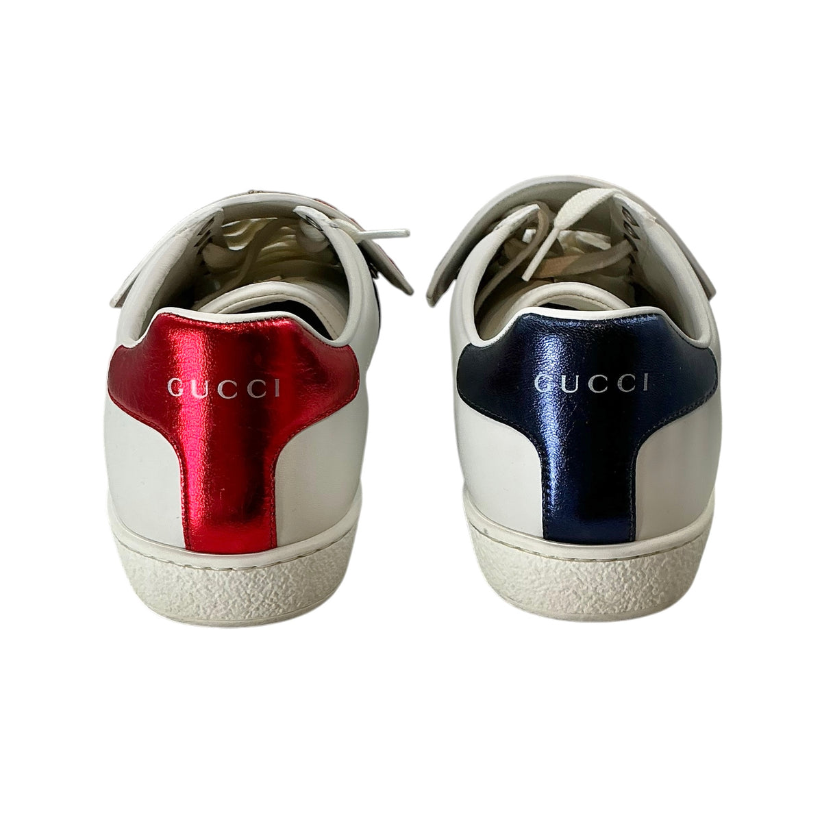 Gucci Ace White Leather Sequin Rainbow Logo Sneakers