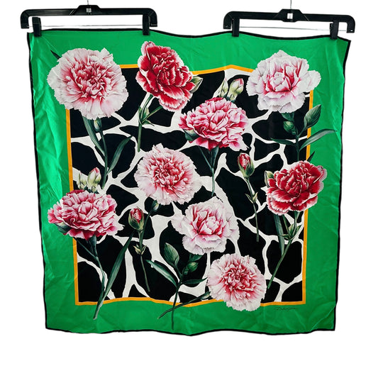 Dolce & Gabbana Carnation Print Silk Square Scarf - Vibrant Green & Black