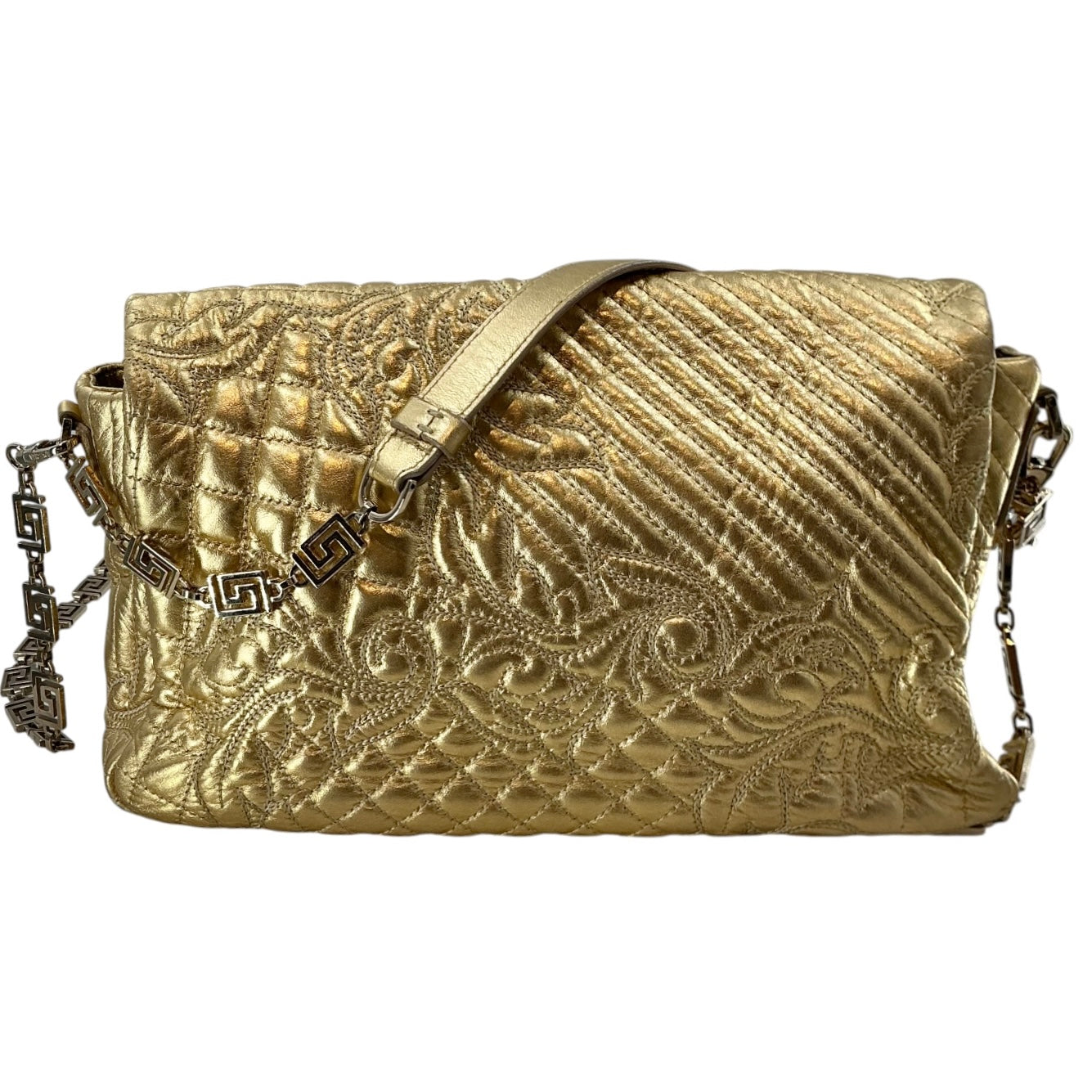 Versace Gold Barocco Quilted Nappa Leather Vanitas Medea Shoulder Bag