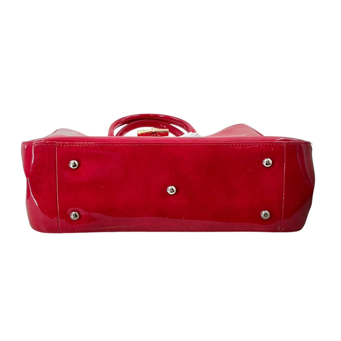 Longchamp Roseau Red Patent Leather Box Tote Bag