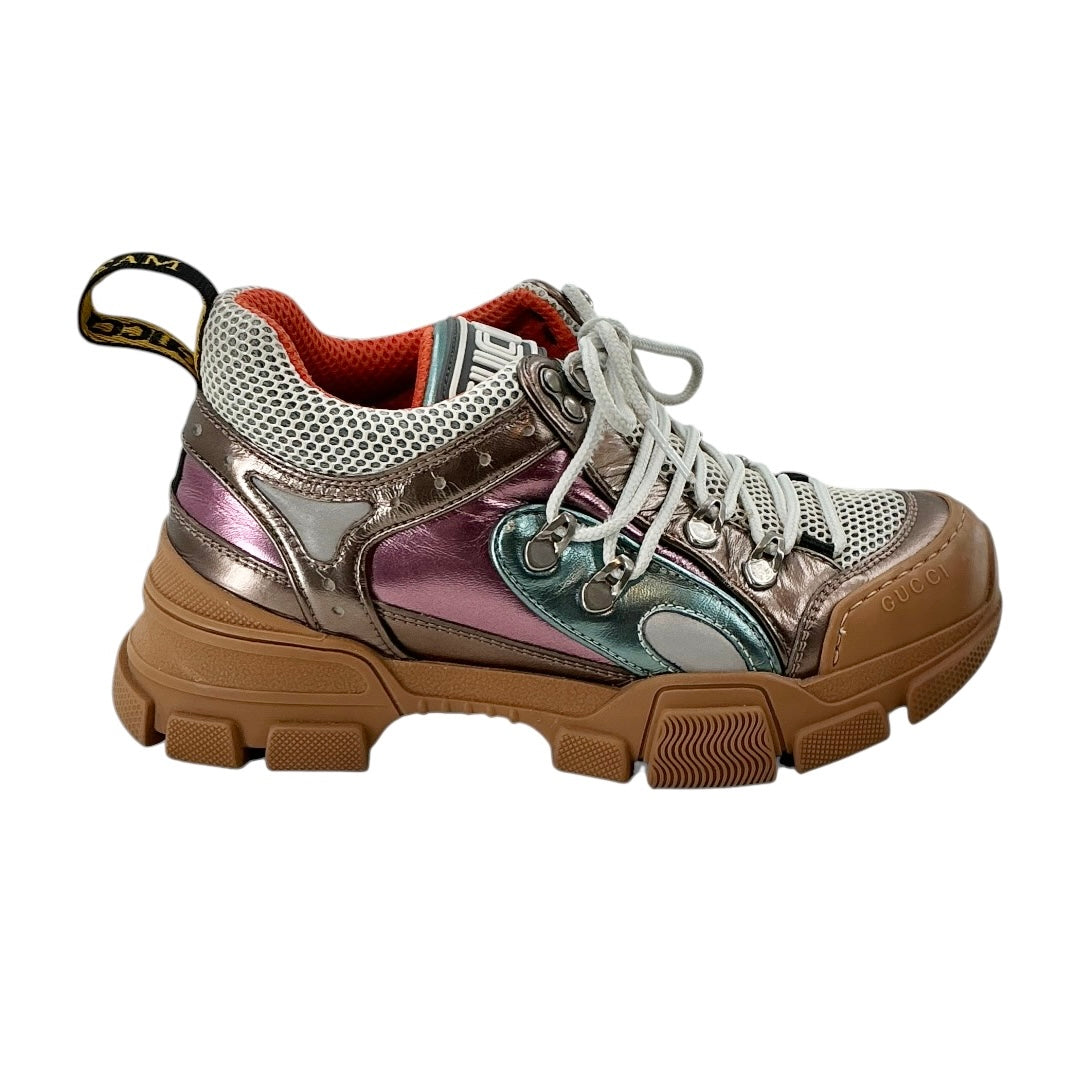 Gucci Flashtrek Metallic Leather & Mesh Sneakers