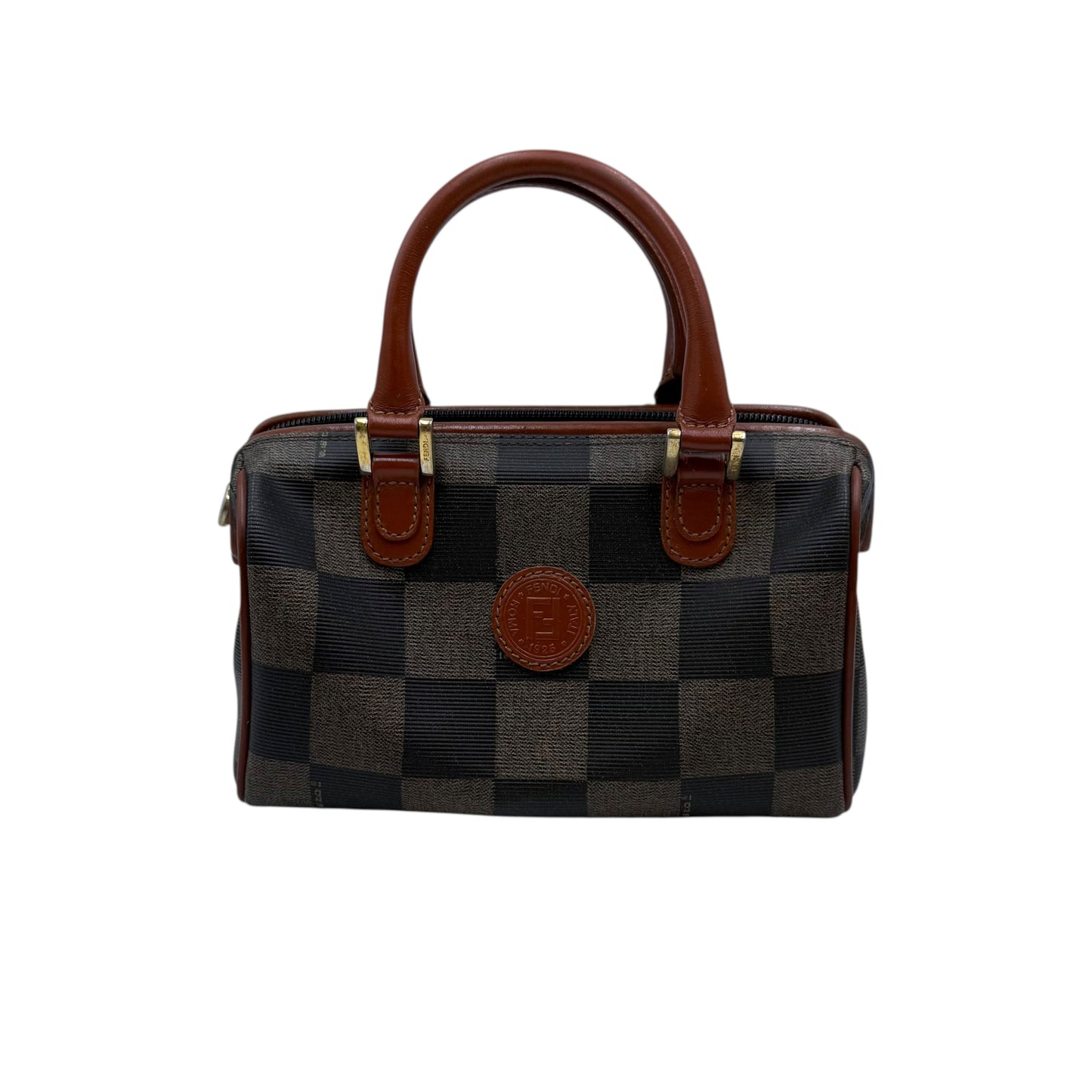 Fendi Pequin Convertible Boston Bag