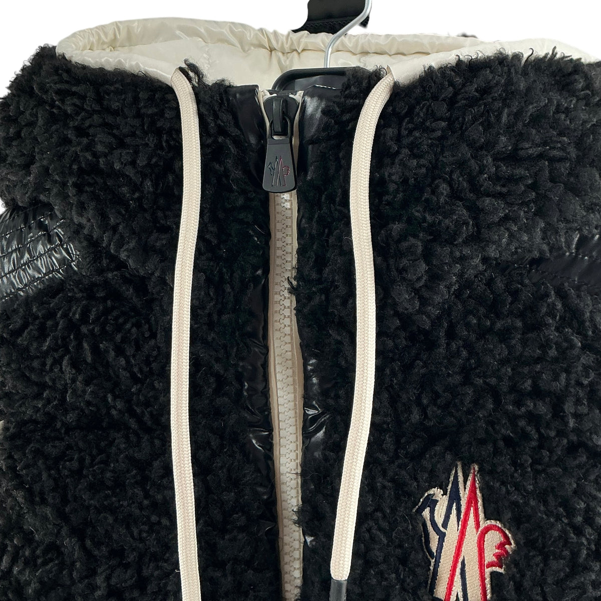 Moncler Grenoble Black Faux Shearling Teddy Fleece Down Puffer Vest