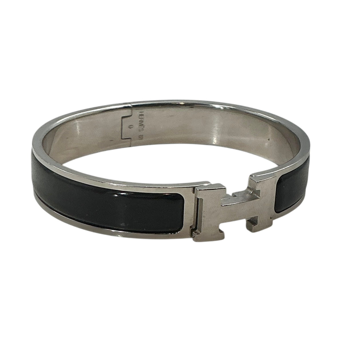 Hermès Clic H Bracelet Black Enamel Silver Palladium Hardware Bangle