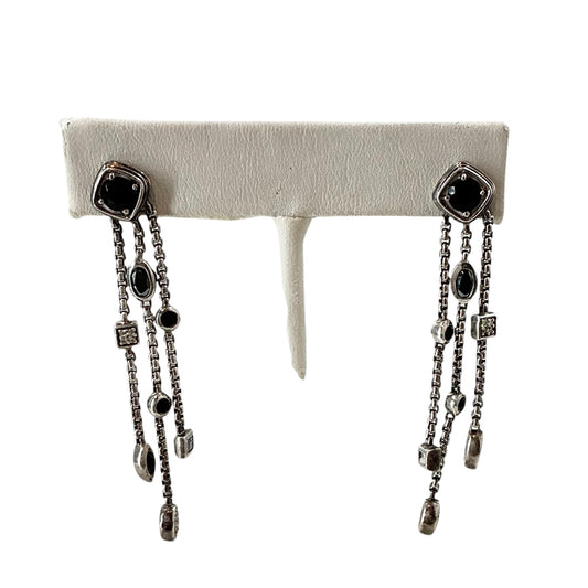 David Yurman Sterling Silver Onyx, Hematite & Diamond Confetti Chandelier Drop Earrings