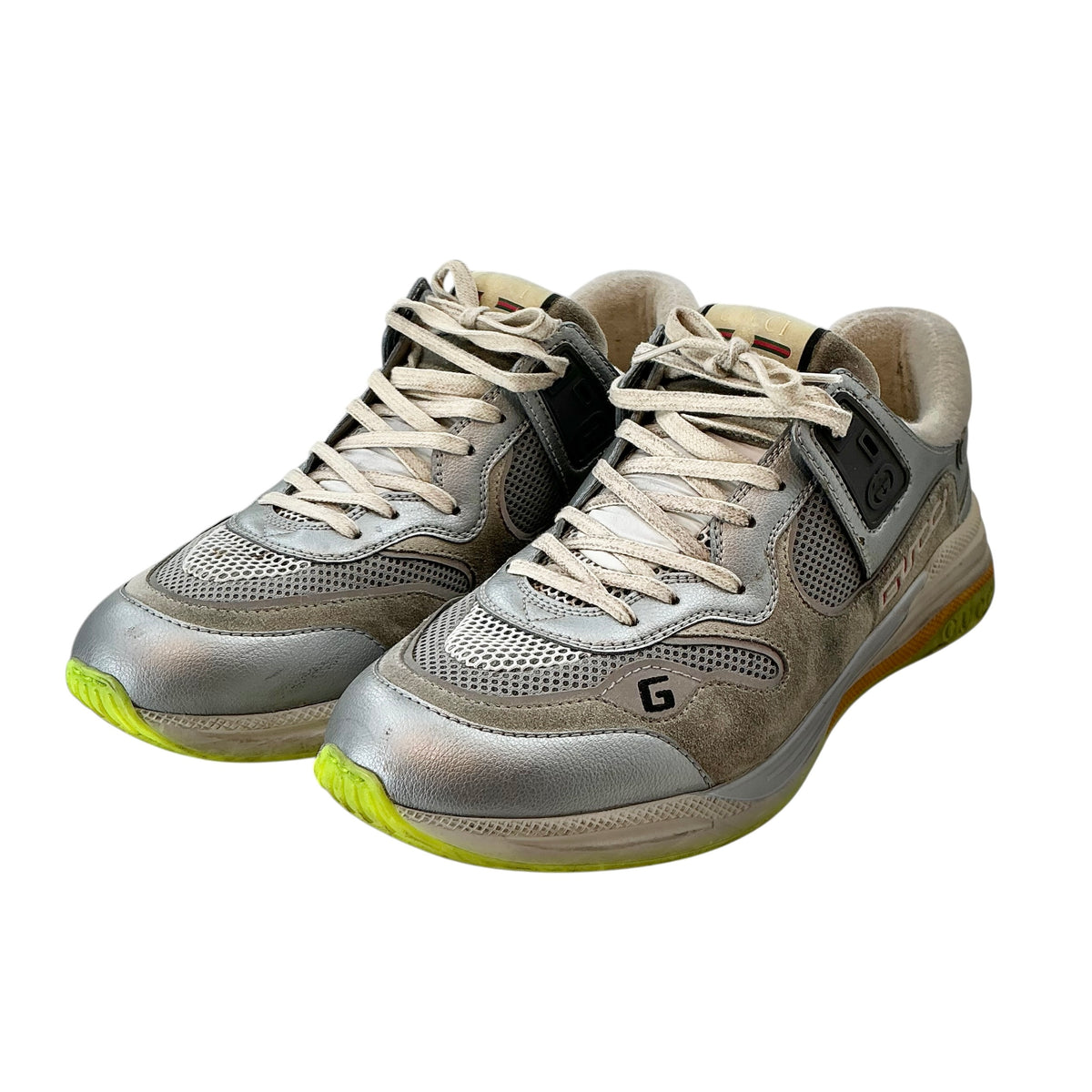 Gucci Men's Ultrapace Distressed Metallic Silver Sneaker