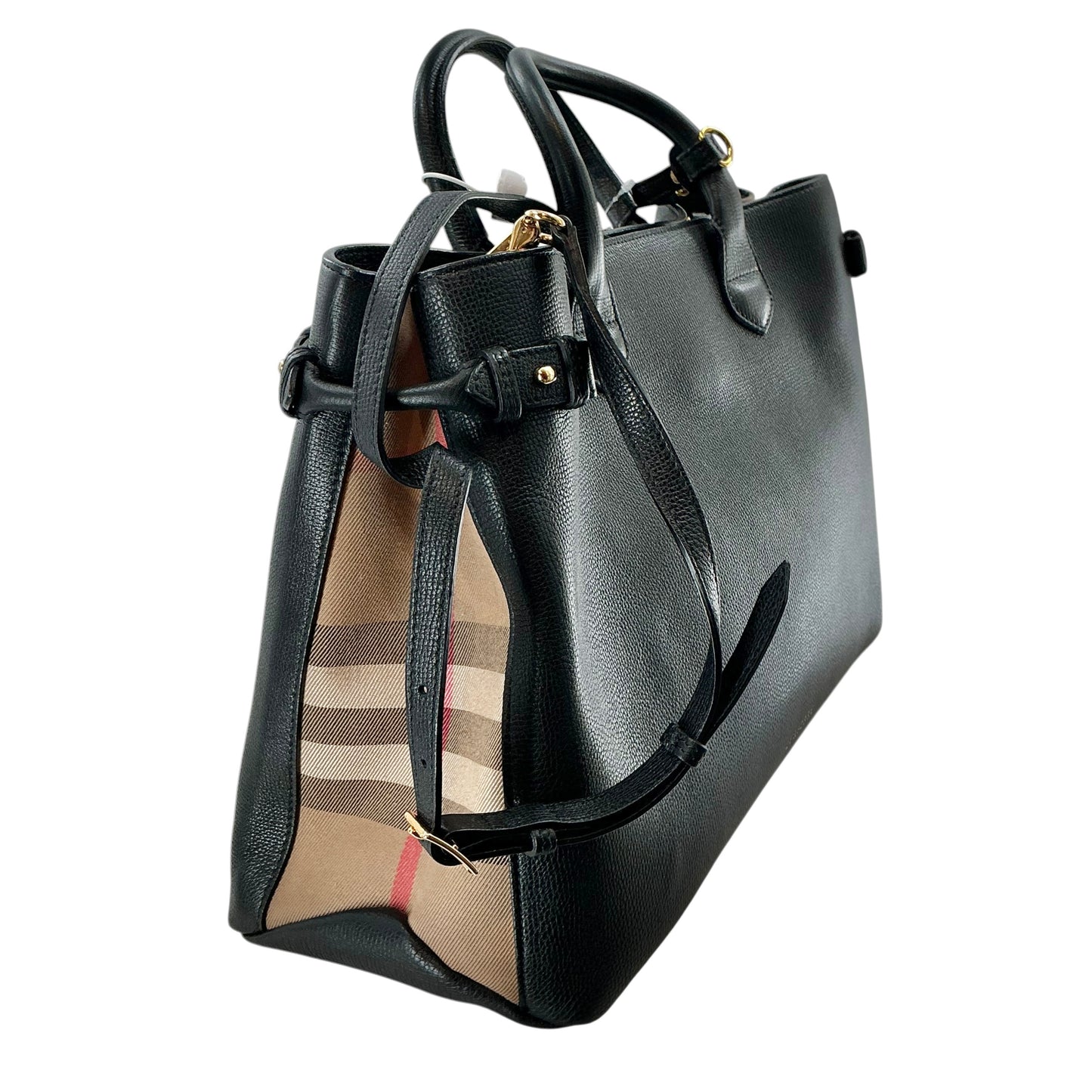 Burberry Grainy Leather House Check Banner Tote (Large)