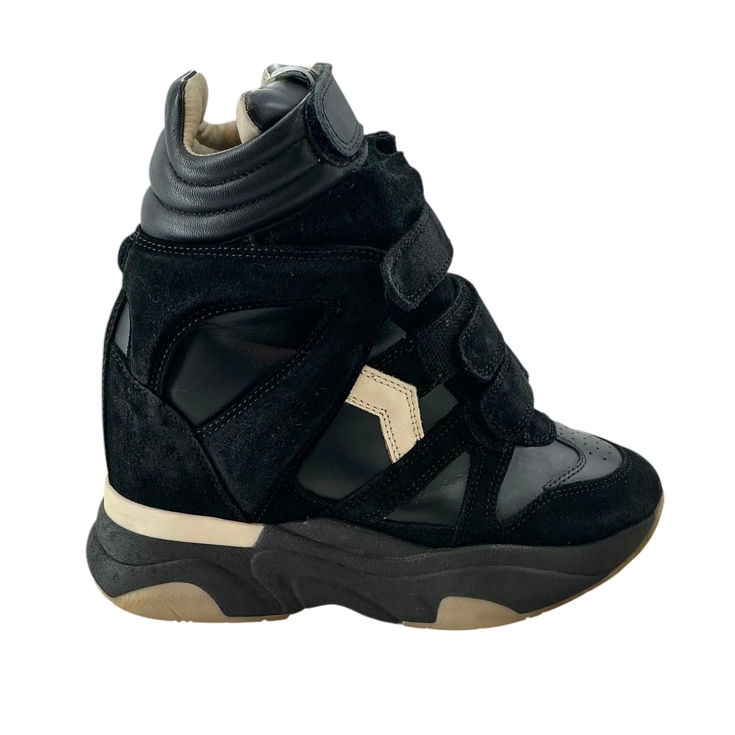 Isabel Marant Balskee High-Top Black Leather & Suede Wedge Sneakers
