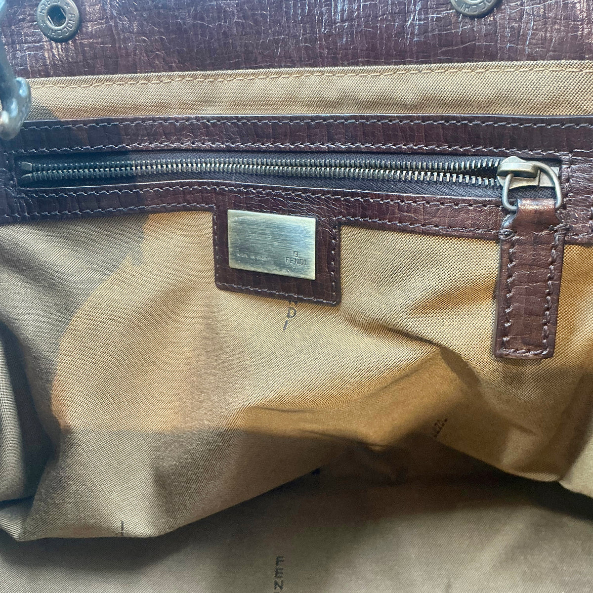 Fendi Vintage Brown Zucca Canvas Bag De Jour Top Handle Satchel