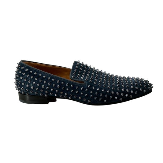 Christian Louboutin Dandelion Spikes Loafers Navy Blue Suede