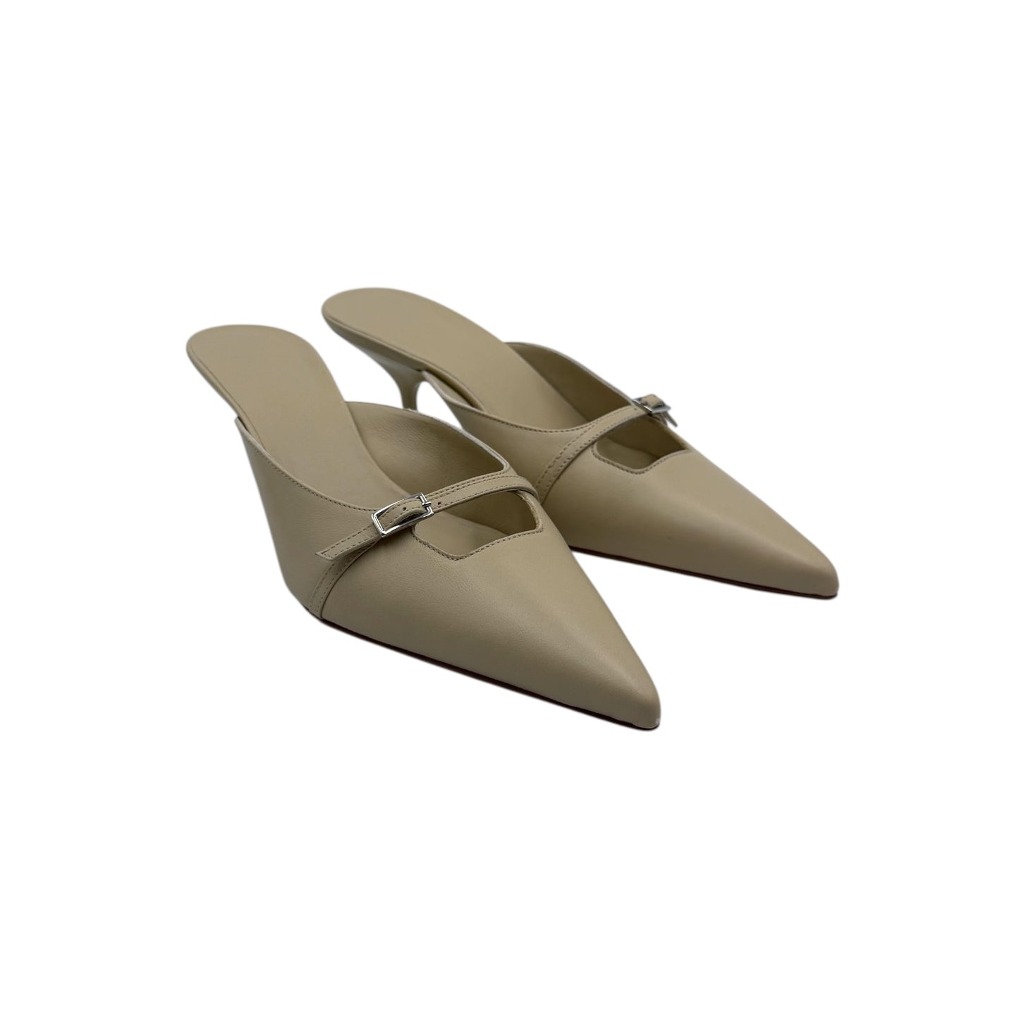 GiaBorghini Beige Buckle Mules