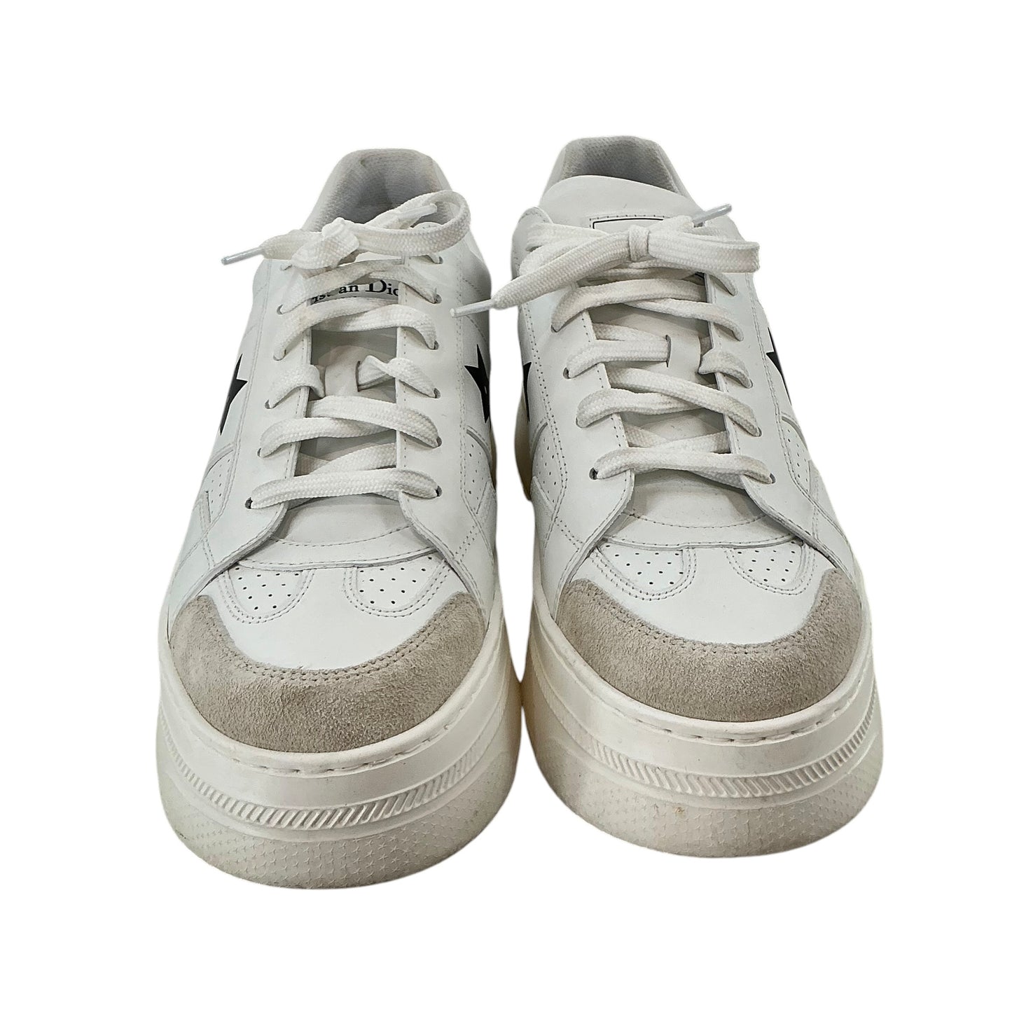 Christian Dior Star White Calfskin & Suede Low-Top Platform Sneakers
