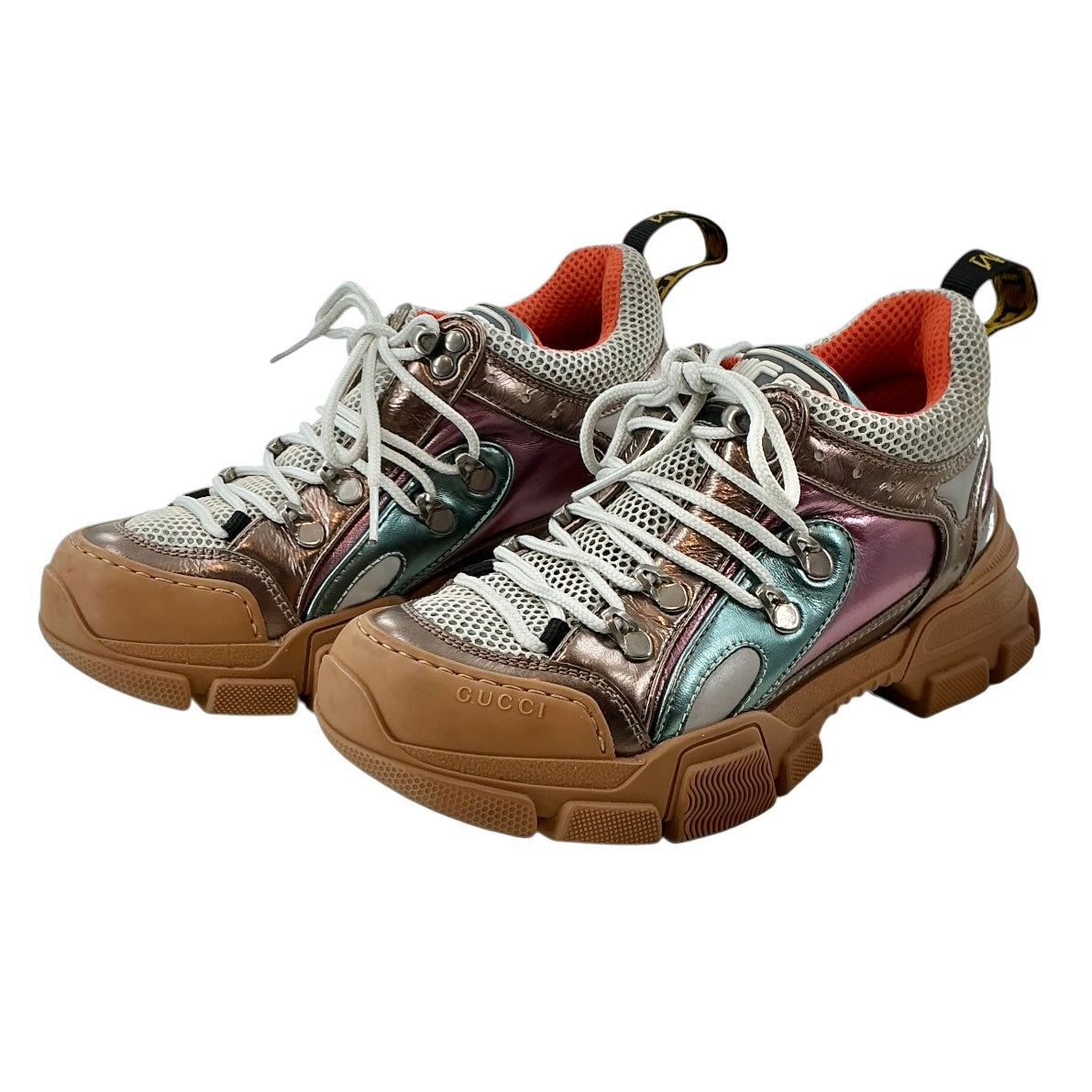 Gucci Flashtrek Metallic Leather & Mesh Sneakers